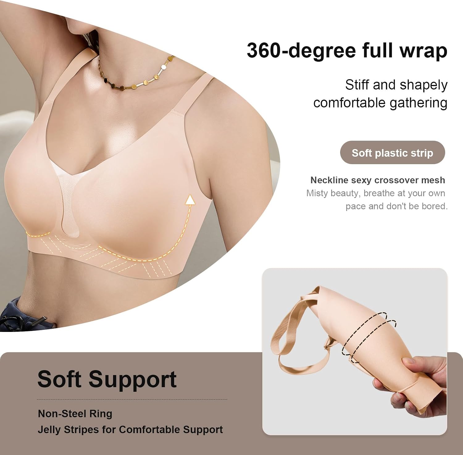 Mastectomy Bra with Pockets - Post Surgery Bra for Breast Forms Wireless Everyday Bra