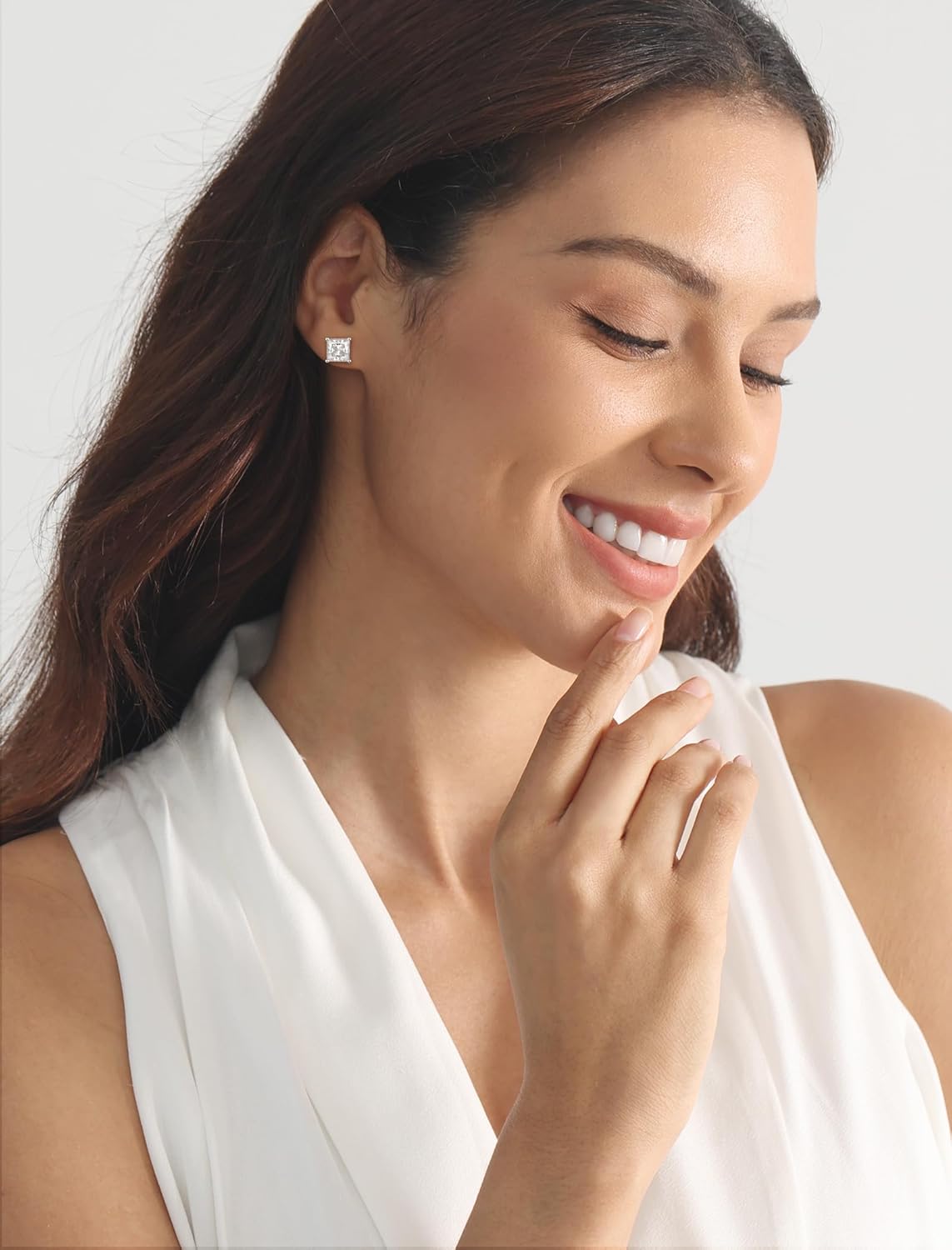 YL Solitaire Heart/Square Stud Earrings for Women 925 Sterling Silver 6MM 7MM 8 MM Moissanite Jewelry(D Color VVS1) - Image 3