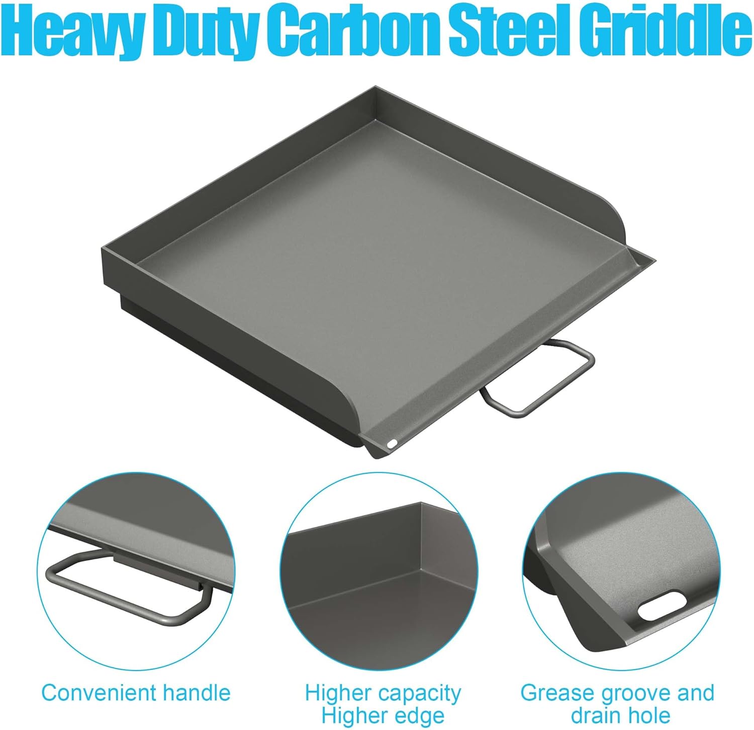 14'' x 16'' Professional Flat Top Steel Griddle with Carry Bag for Camp Chef Grill Pro 60x EX60B EX60P EX60PP EX60LW EX90LW EX280LW and Most of 1/2 Burners Camp Propane Stove Grill