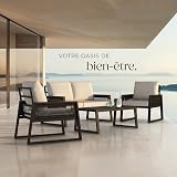 tectake® Ensemble Salon de Jardin Exterieur 4 Personnes en Aluminium Canapé 2 Places 2 Fauteuil Salon et 1 Table de Jardin, Coussins Inclus, Mobilier Amenagement Balcon Terrasse Veranda - 8