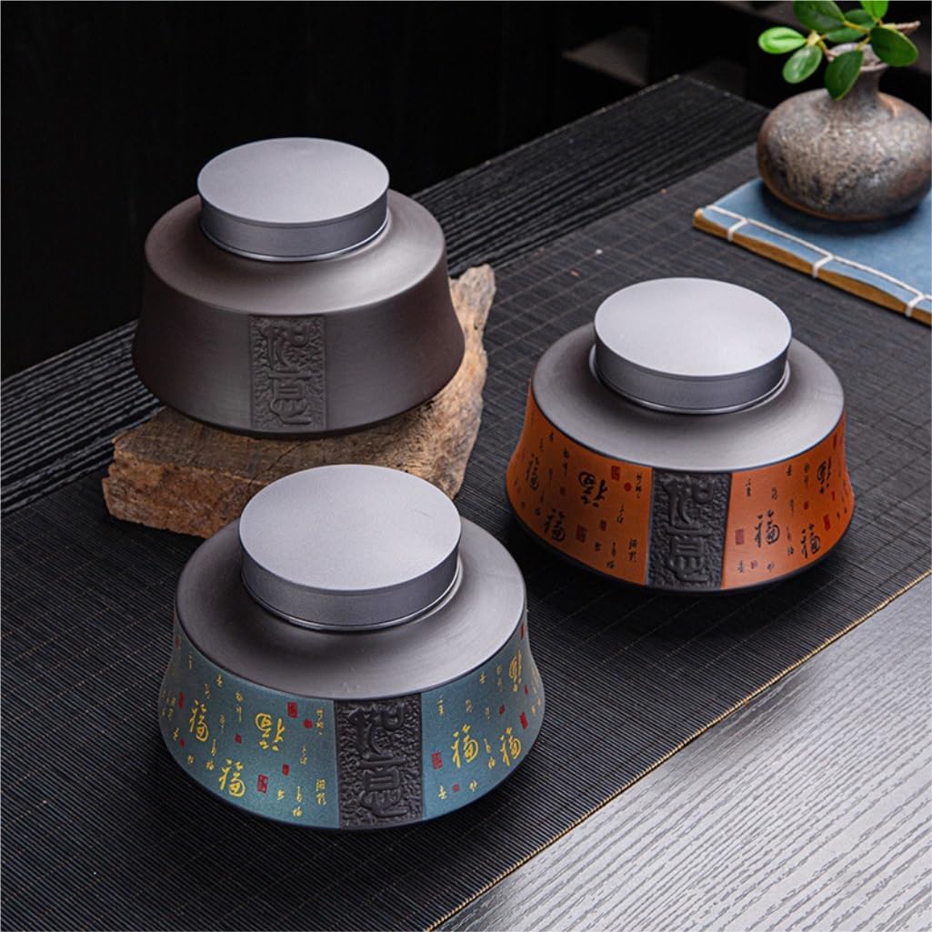 SONGCHAO Sugar Jar Bulk Tea Storage Jar Household Purple Sand Ceramic Sealed Canned Tea Jar Chinese Storage Jar Large Tea Box Tea Canister (Color : C)