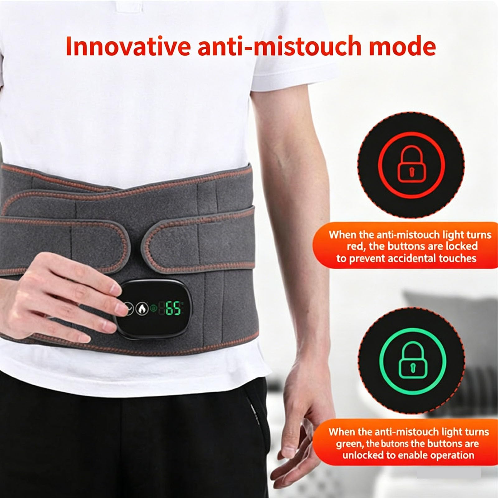 Cinturón de Masaje Lumbar con Calor,Cinturón Eléctrico Sin Cables para La Espalda con 3 Modos de Calefacción Rápida y Masaje, para Aliviar el Dolor de Espalda, Ciática
