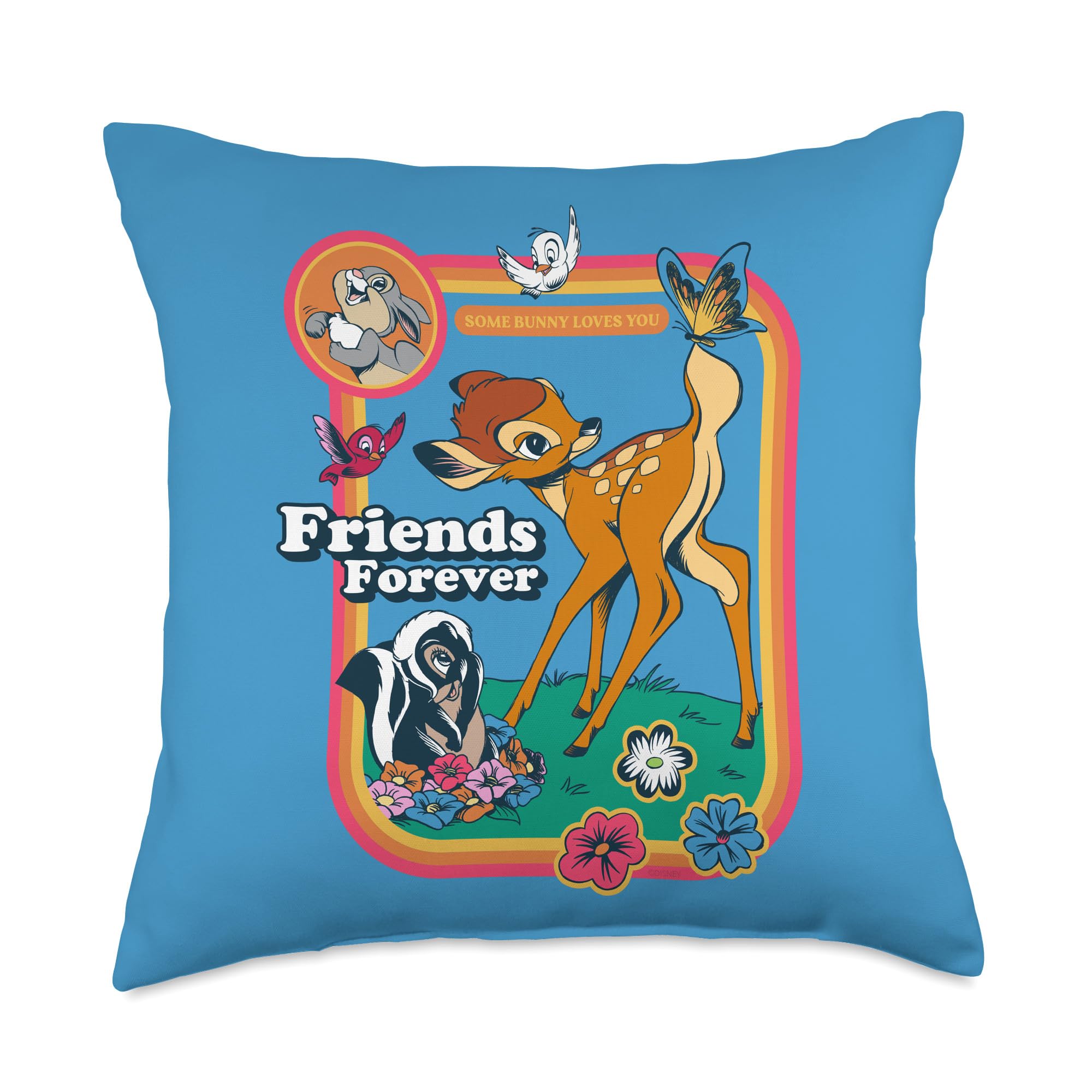 Coussin Bambi Disney Classic Friends Forever multicouleur carré 45x45 cm pour salon