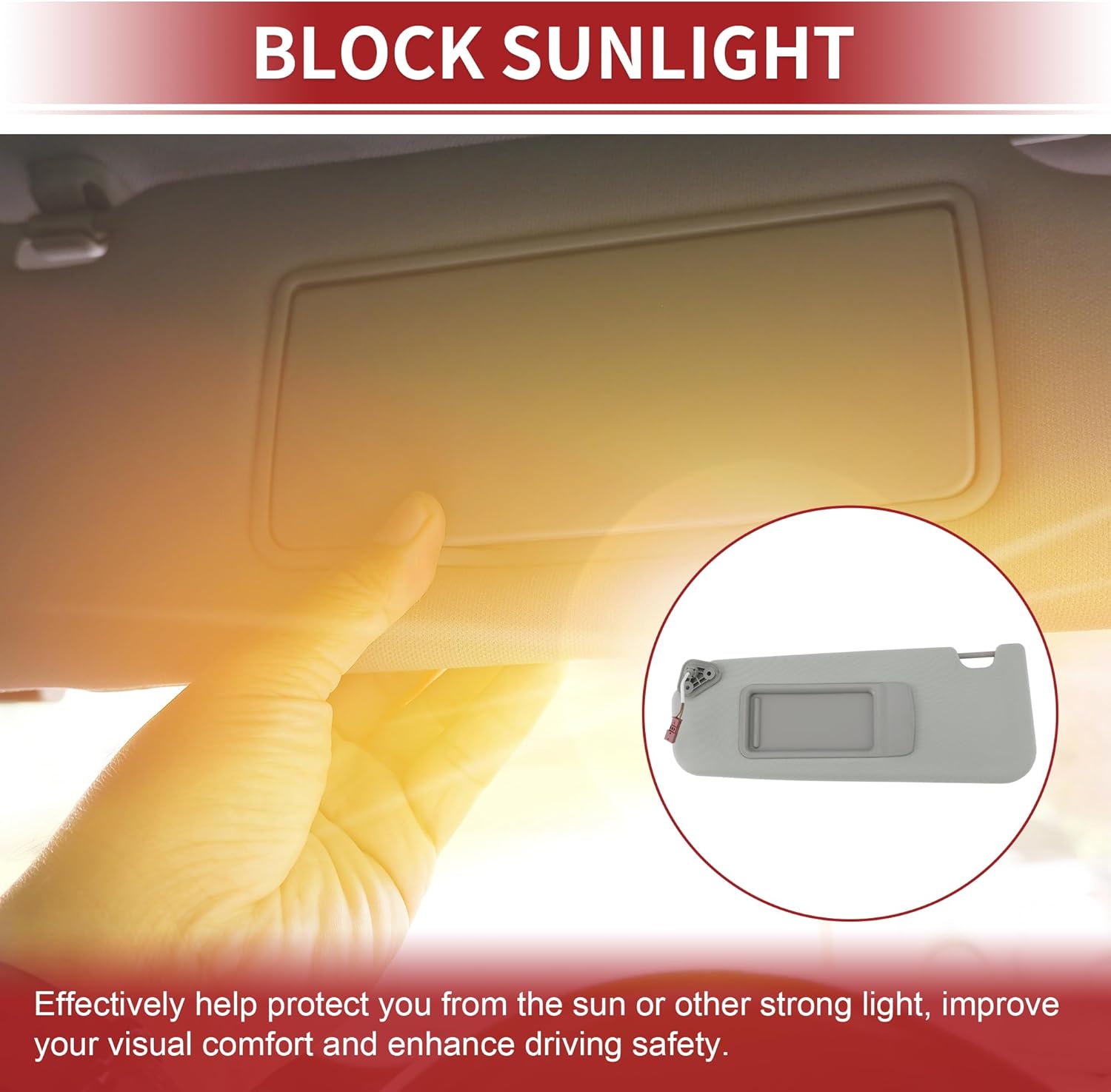 ACROPIX Left Driver Side Car Sun Visor Sun Visor Assembly Gray Fit for BMW 3 Series E90 E91 2005-2013 with Mirror No.51167252007 - Pack of 1