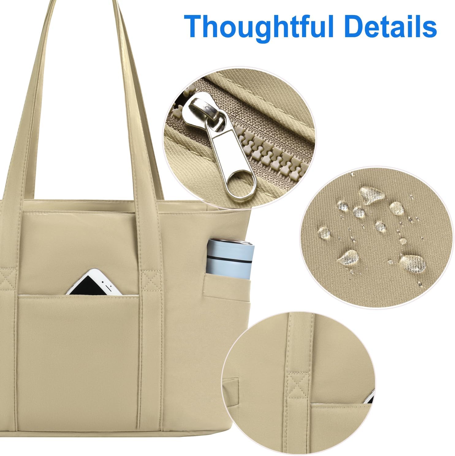 CTWWFS Tote Bag for Women, Travel Essentials Large Tote Bag with Zipper, Top Handle Handbag for Travel, Work - Image 4