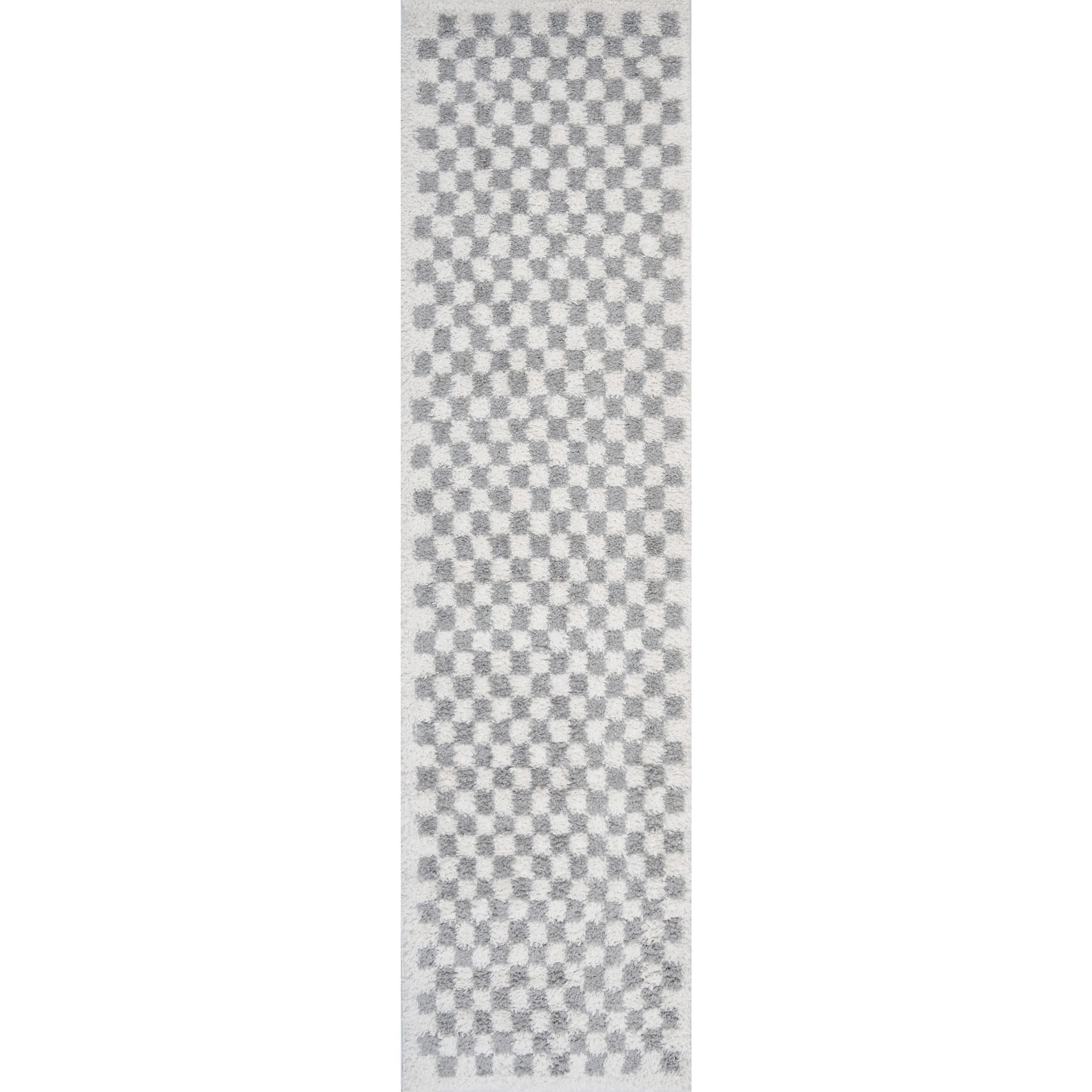 The Rugs Moodi Shaggy Grey Mulberry Rug Runner Tartan Thick High Pile For Living RoomsBedroomsHallwaysKitchens from B&Q