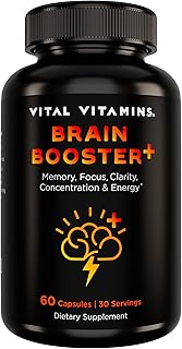Vital Vitamins Nootropic Brain Supplement Plus - for Memory, Focus, Concentration, Neuro Energy, Clarity - with Lion's Mane Mushrooms - 60 Capsules