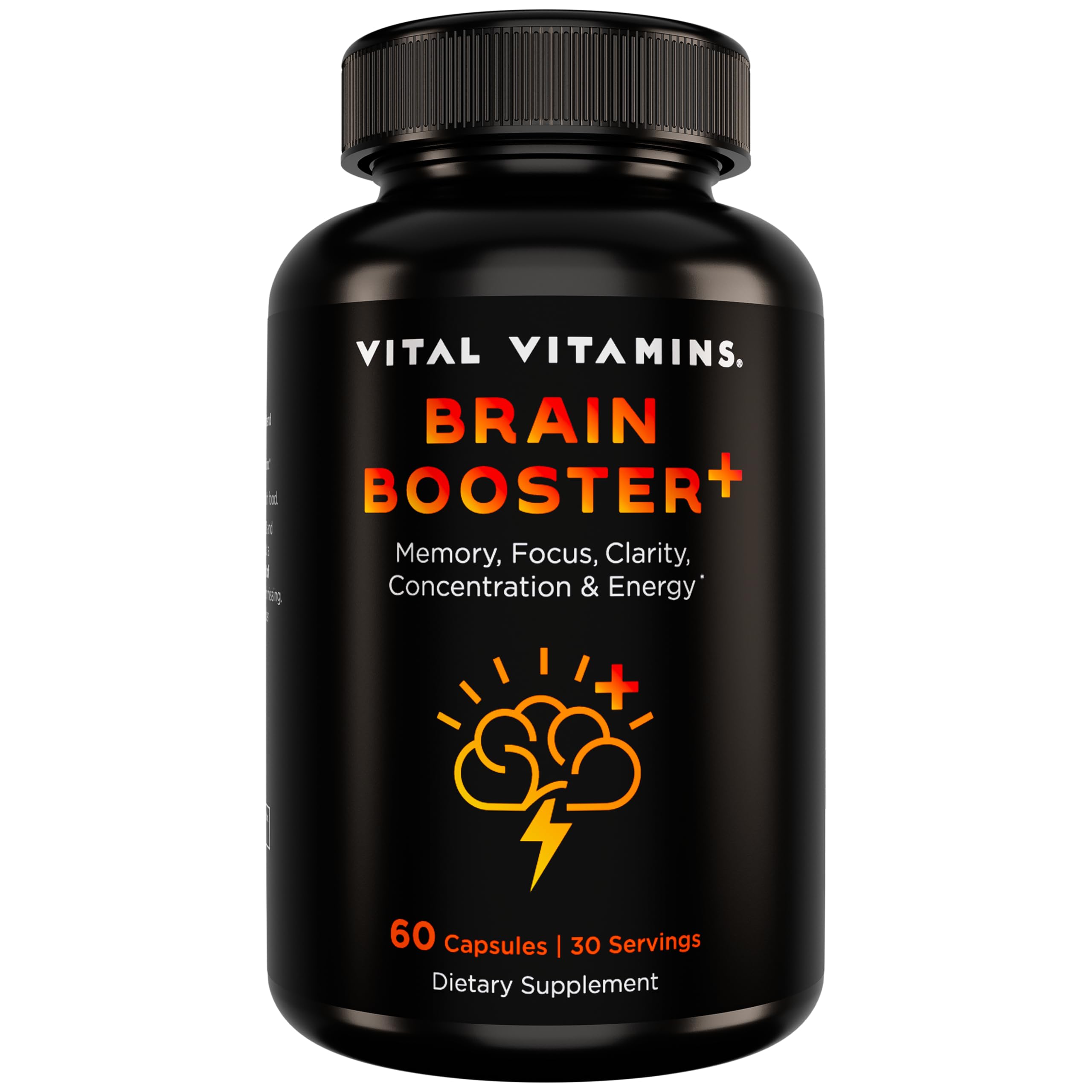 Vital Vitamins Nootropic Brain Supplement Plus - for Memory, Focus, Concentration, Neuro Energy, Clarity - with Lion's Mane Mushrooms - 60 Capsules