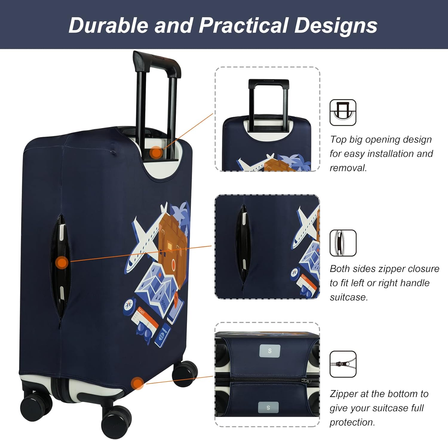 review MININOVA Travel Luggage Cover Suitcase Protector Fits 27-30 Inch Luggage, Journey L, MVLC0103
