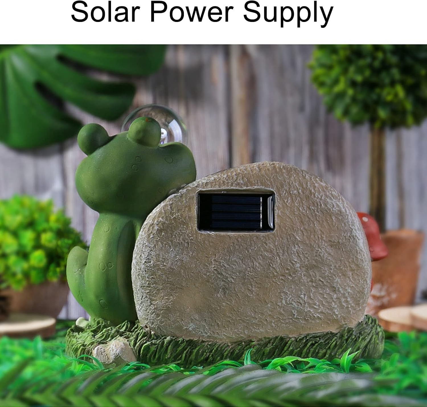 Garden Resin Statue Decoration with Solar Light, Garden Backyard Welcome to My Garden Resin Art Frog Sculpture Solar Powered LED Outdoor Decor Garden Light