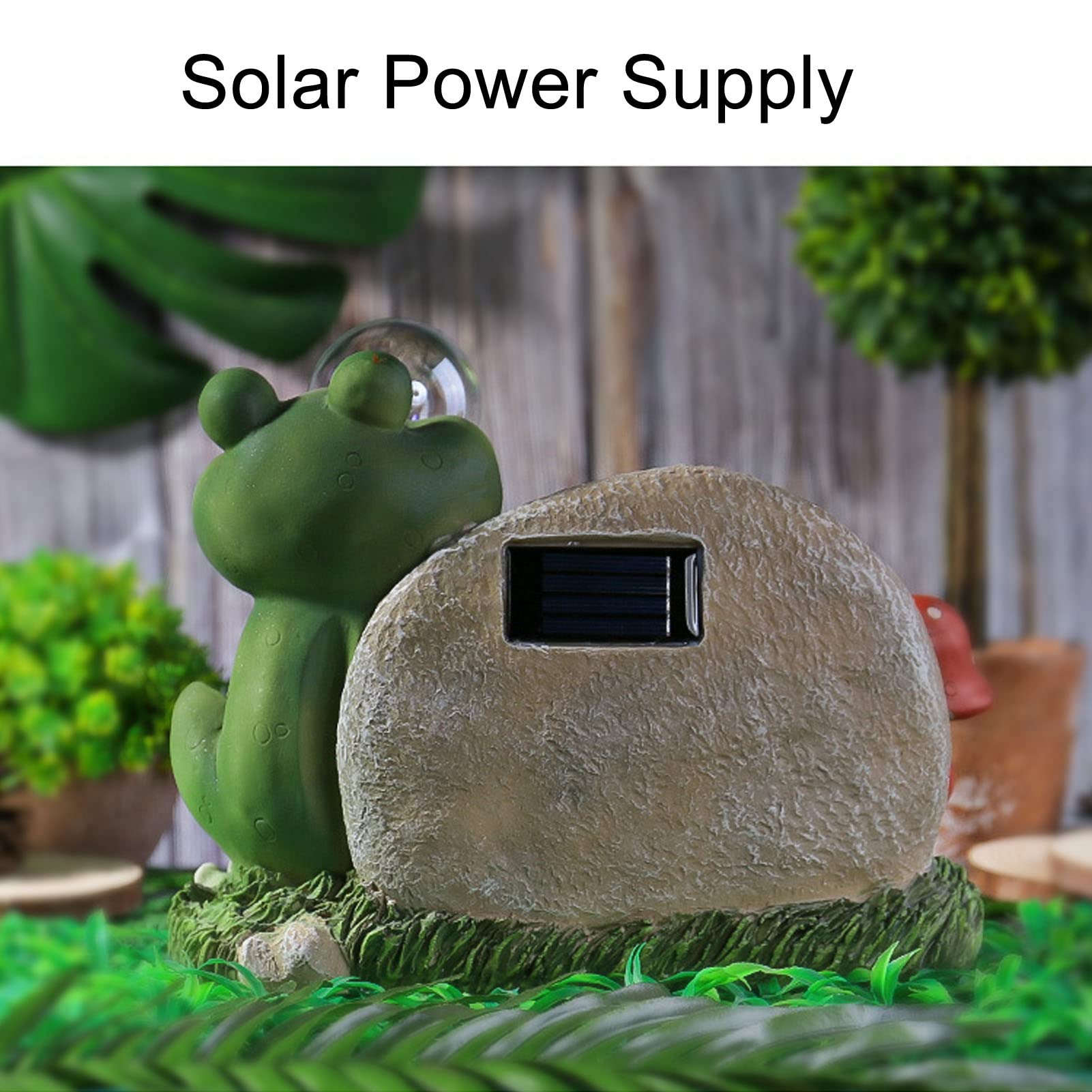 Pilipane Rana solare, luce solare da giardino, luce solare per esterni, simpatica rana che soffia bolle, luce bianca calda, luce a sfera di vetro solare per decorazione da giardino, materiale in
