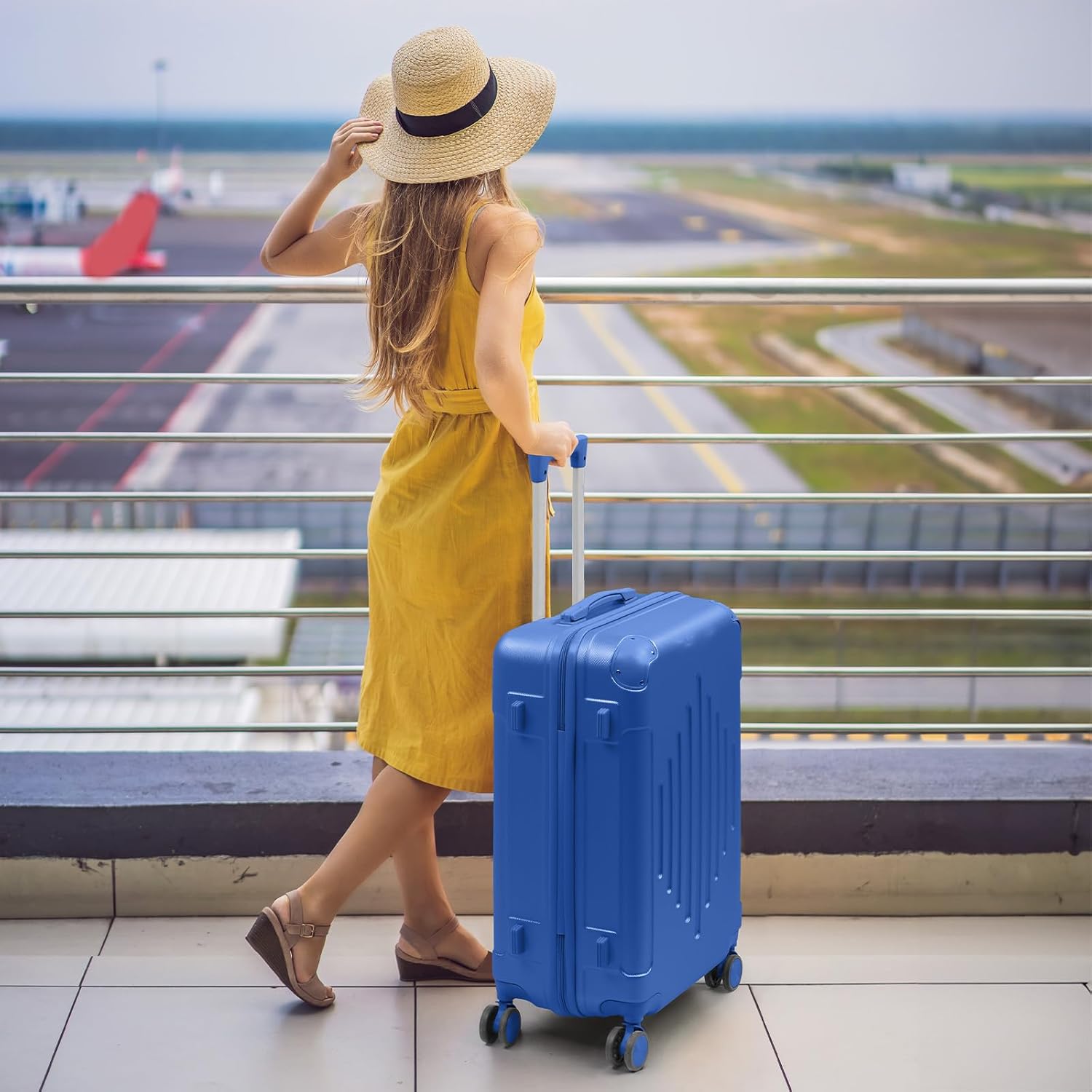 Karl home Luggage Set 3 Piece Suitcase Sets with TSA Lock Moulded Corner 4 Spinner Wheels, ABS Hardside Trolley Travel Case for Carry On Check-in Business Trip, Dark Blue (20/24/28) - Image 10