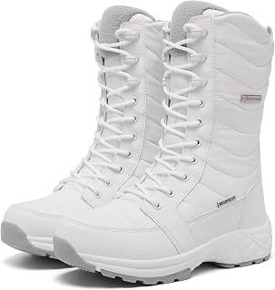 FWFRANWILLOR Women's Waterproof Winter Snow Boots: Warm Fleece Lined, Side Zipper, Lightweight Hiking Mid-Calf Boots for Cold Weather