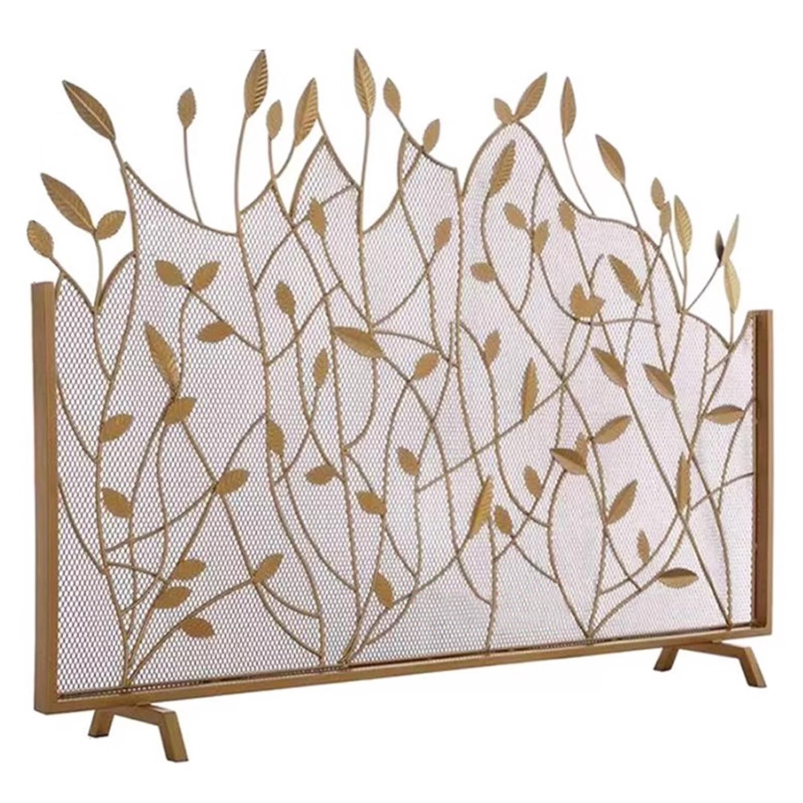 Pare-étincelles panneau unique cheminée portique gaz motif feuille