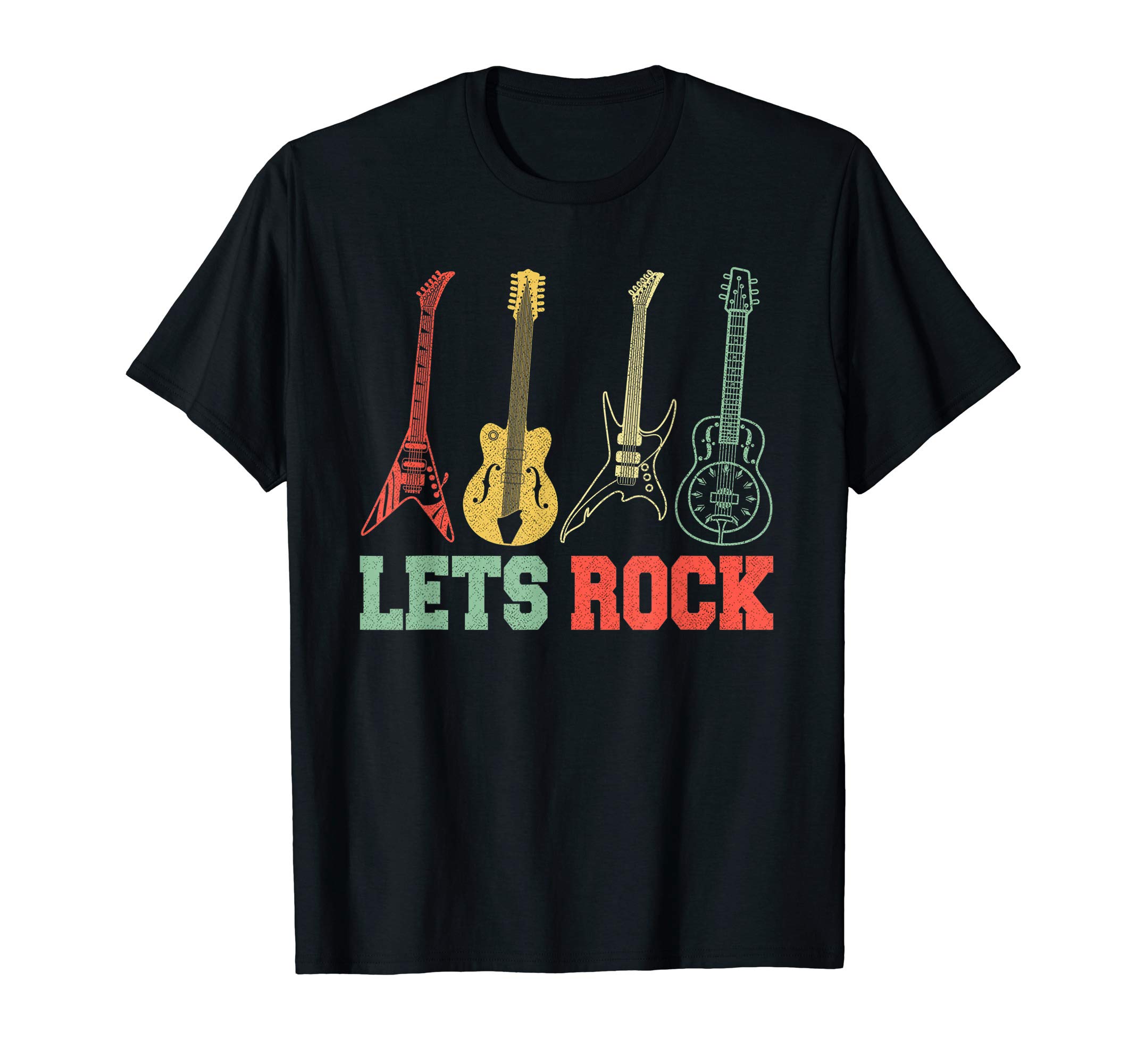 Lets Rock Rock n Roll Guitar Retro T-Shirt Small
