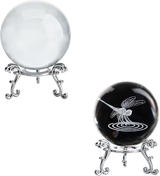 ZEERSHEE 3D Dragonfly Crystal Ball Figurine and Sparkling Clear Crystal Ball