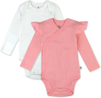 HonestBaby Baby Girls 2-piece Long Sleeve and Ruffle Bodysuits