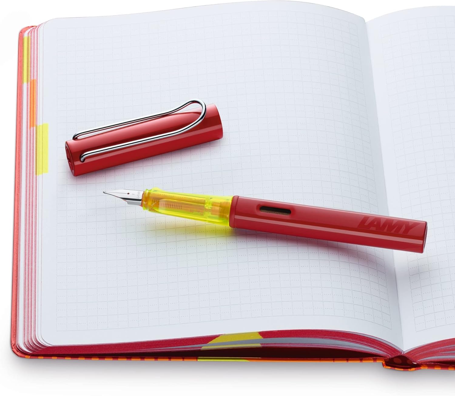 LAMY AL-star Set Lightweight Aluminium Fountain Pen in Glossy Red with Ergonomic Grip and Polished Steel Nib Stitch Width F Paper Softcover Notebook A5 in Glossy Red Includes Gift Box