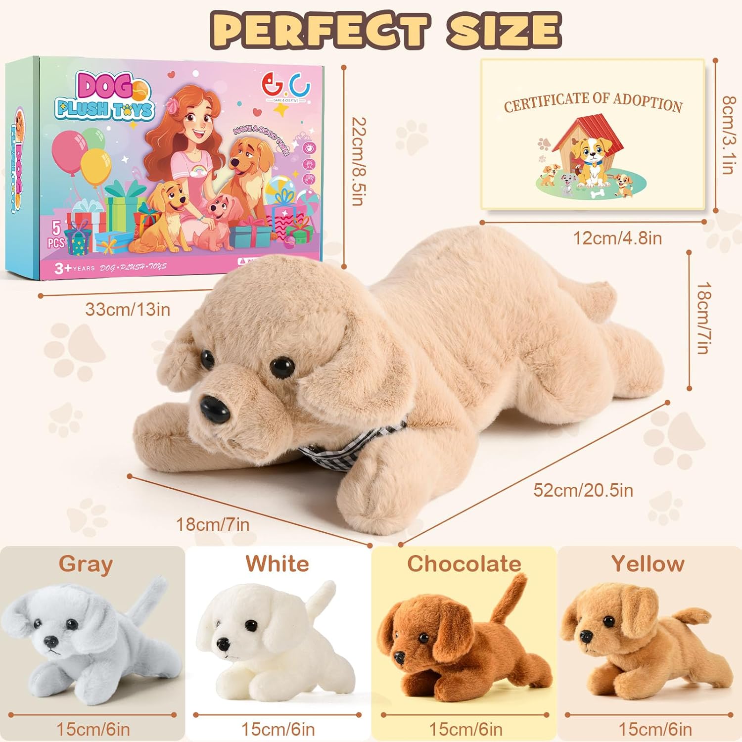 piezas de animales de peluche de perro para niños y niñas