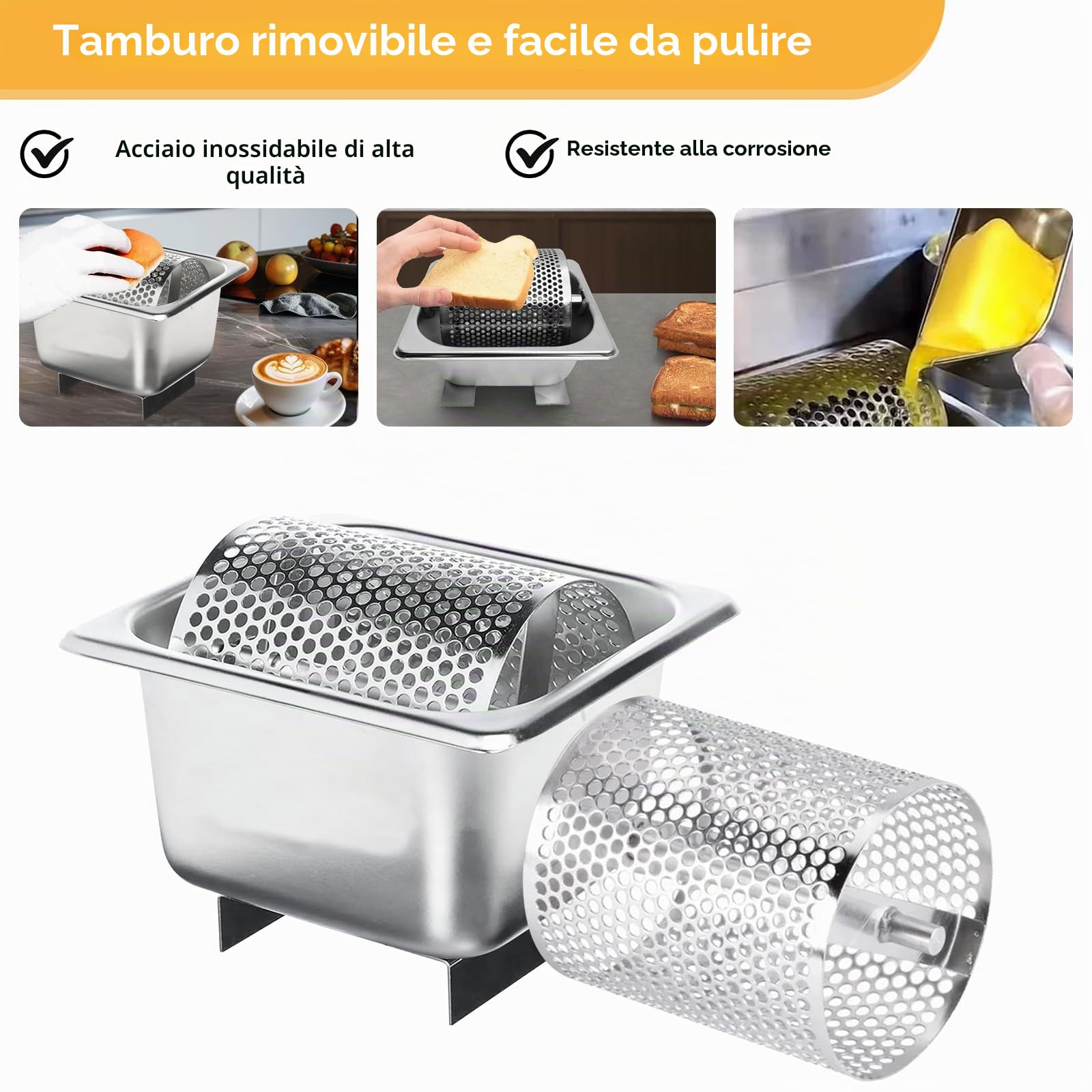 Rullo spalmaburro in acciaio inox con supporto, strumento rotante | Per spalmare il burro, dispenser a ruota efficiente e riutilizzabile per la cucina di casa