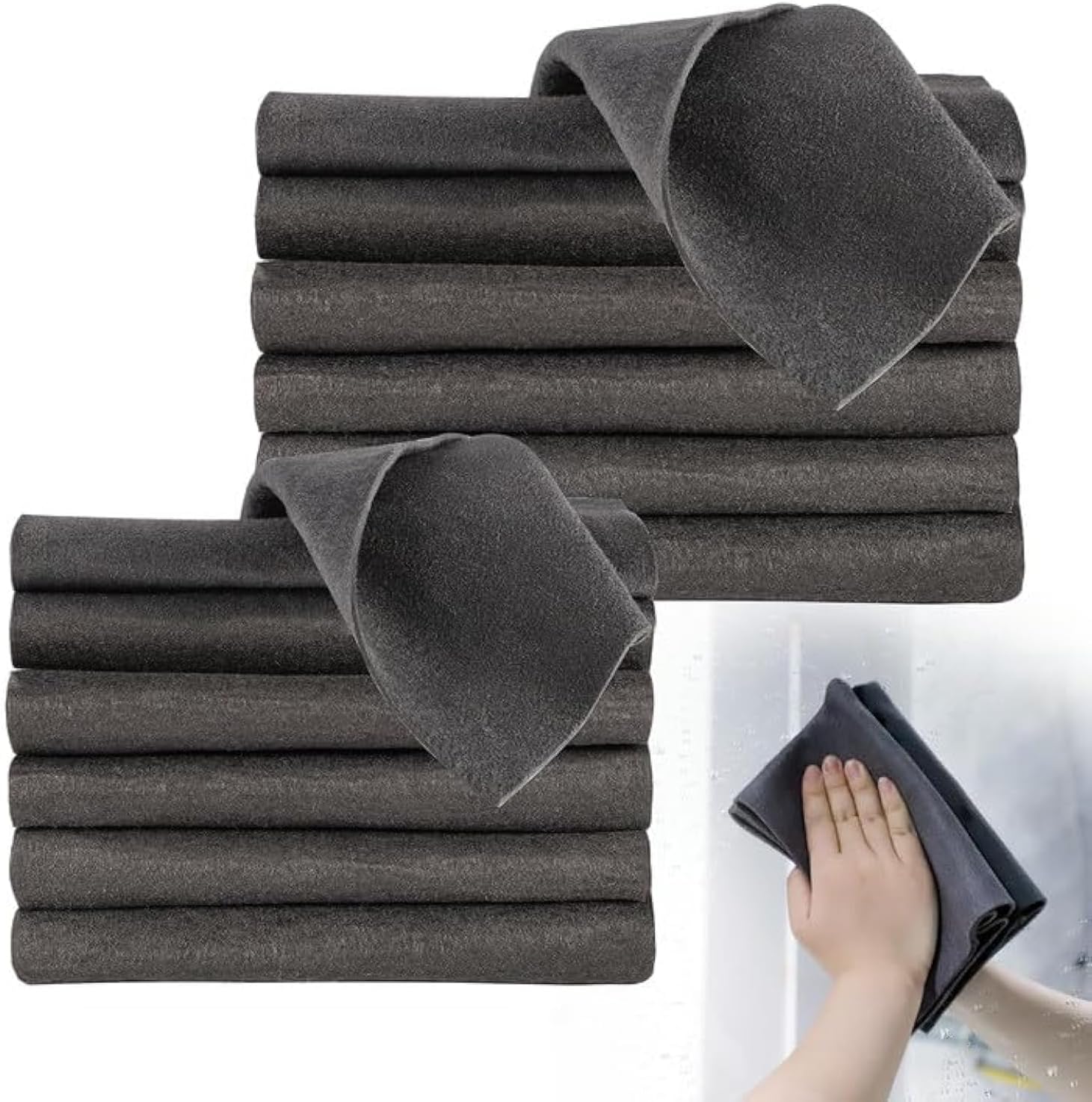 Yafe 10 Pcs Thickened Magic Cleaning Cloth(30 30cm/40 30cm), Streak-Free Reusable Microfiber Cleaning Towels, Rag Cleaning Cloths, Streak-Free & Lint-Free for Household, Kitchen, Car Glass, Grey