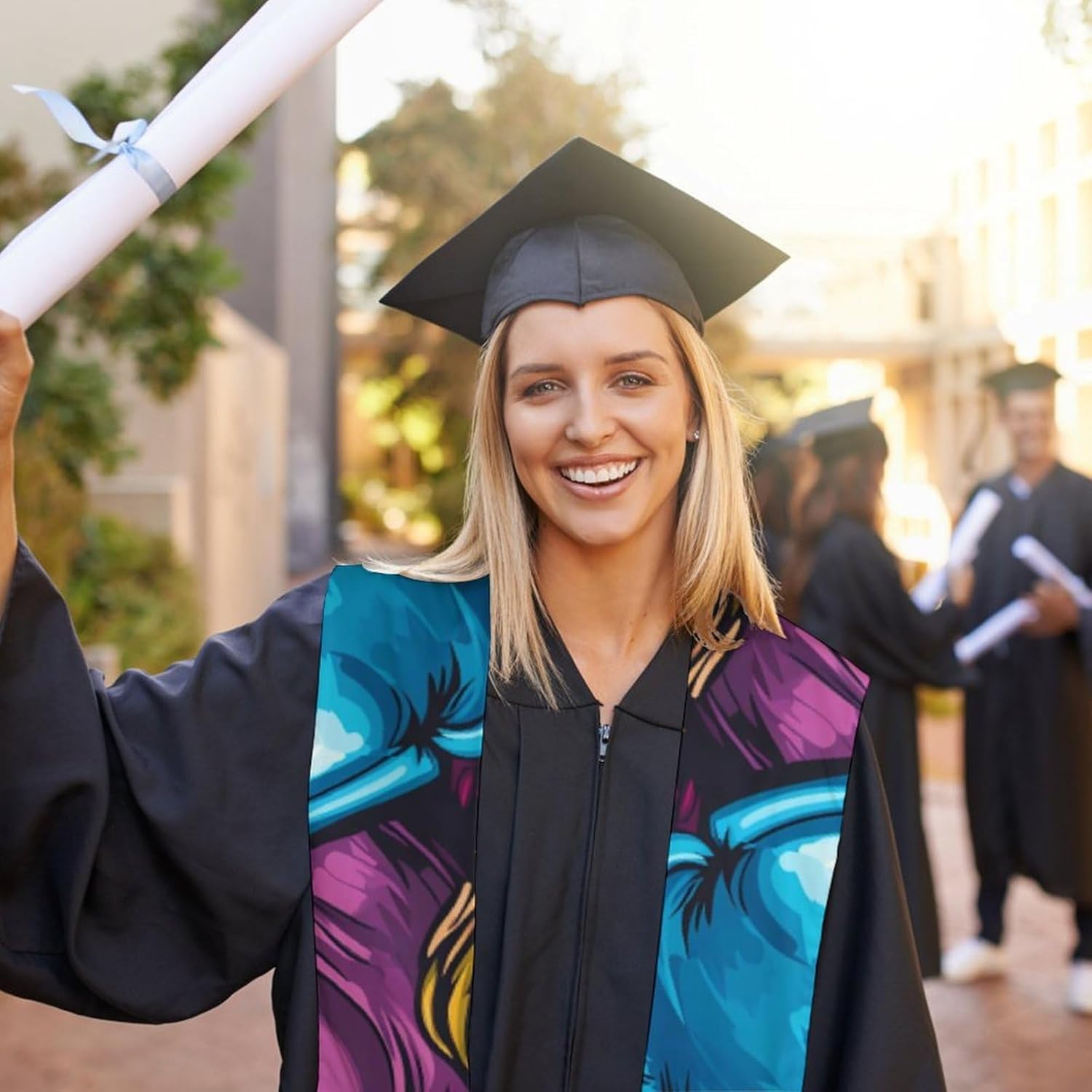 Boxing Glove Colorful Unisex Novelty Scarves 72" * 6" Graduation Stole Personalized Honor Sash for Adult College Grads