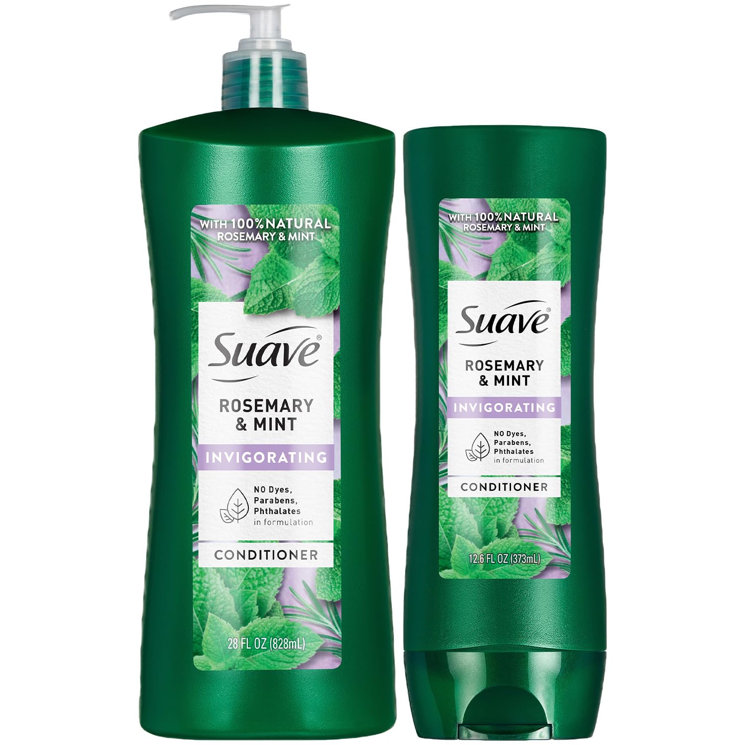 Suave Conditioner, Rosemary & Mint, 2-Size Bundle –Gentle, Invigorating Conditioner for Revitalizing Dry, Damaged Hair