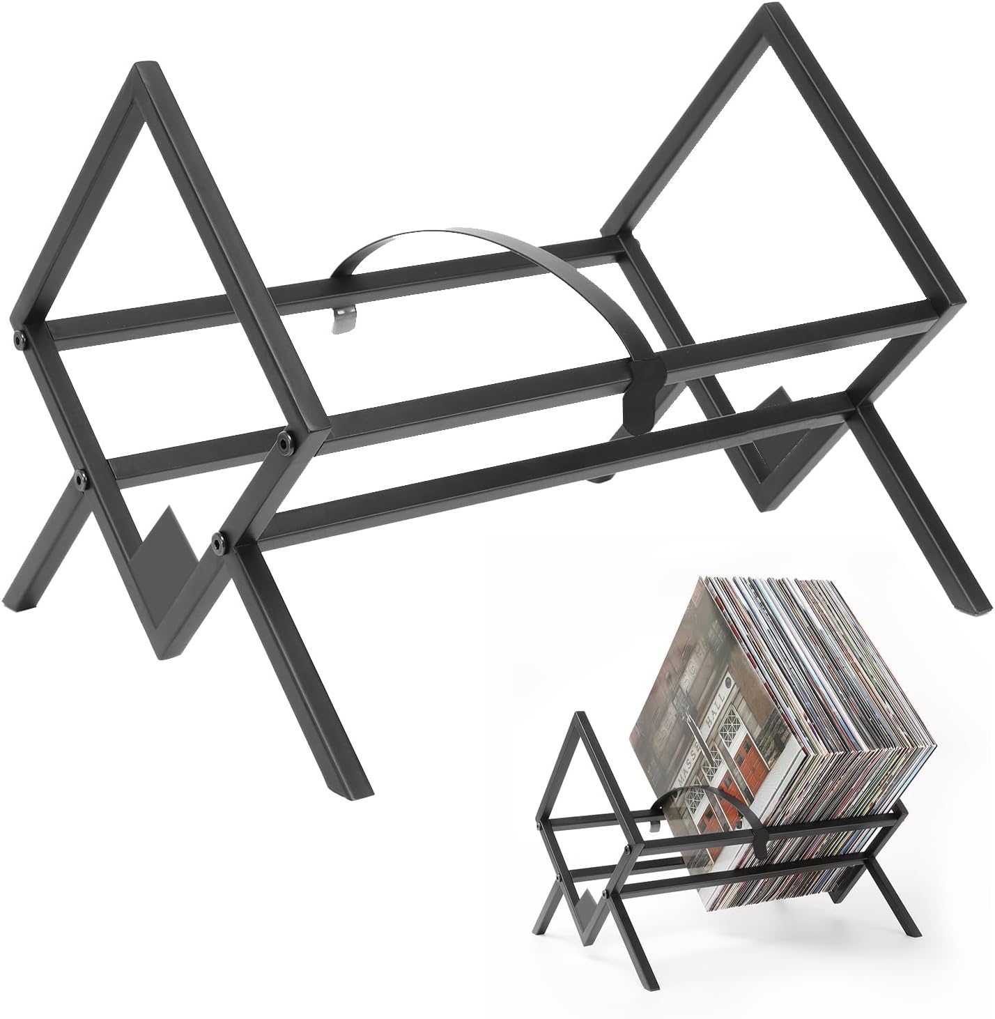 KAIU Vinyl Record Storage Solid Wood with Crystal Clear Acrylic