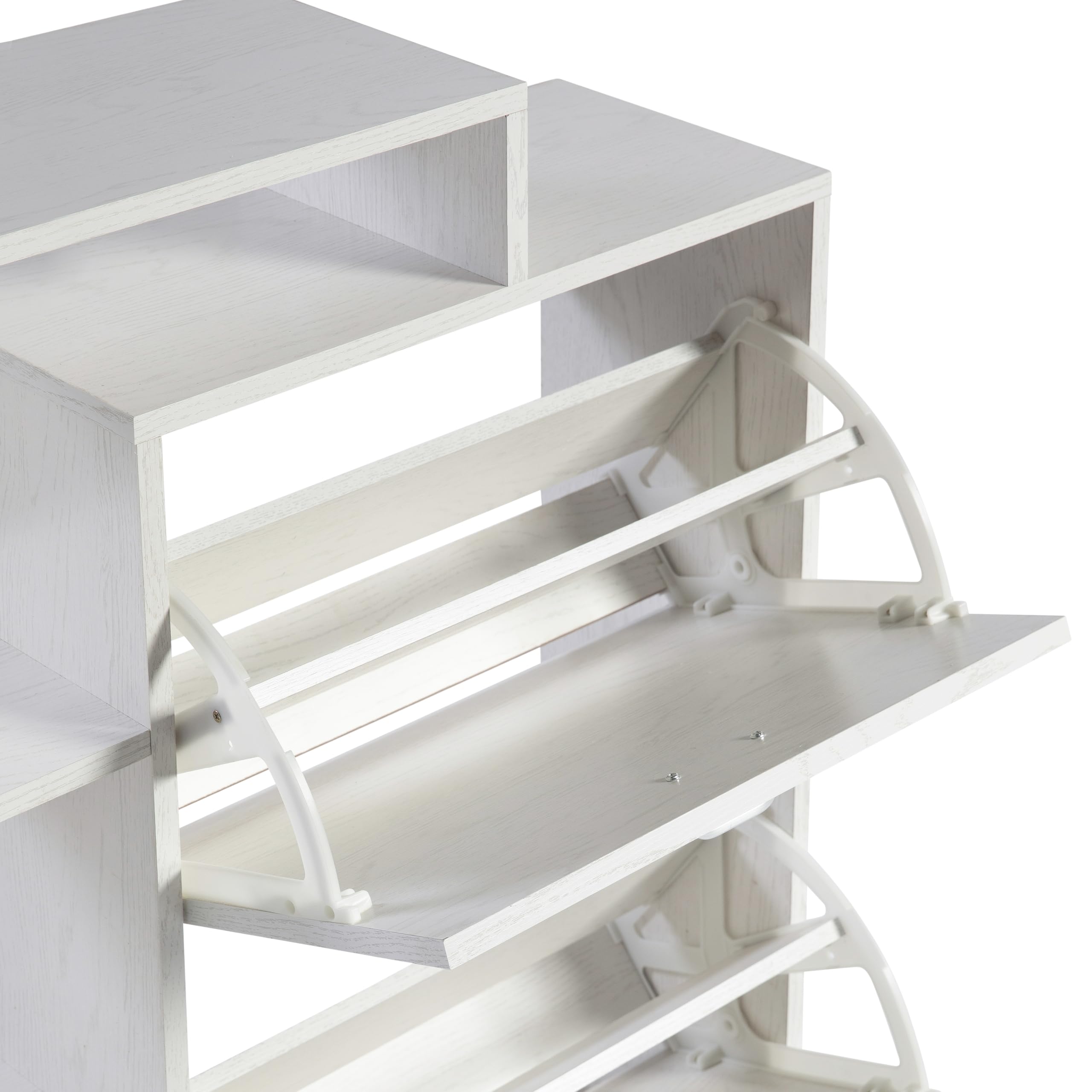 DUPI Zapatero Abatible Orlando | 92 x 79 x 24 cm | Mueble Zapatero Estrecho y Moderno | 2 Puertas Oscilantes | 4 Baldas para 20 Zapatos | 2 Cajones | Blanco