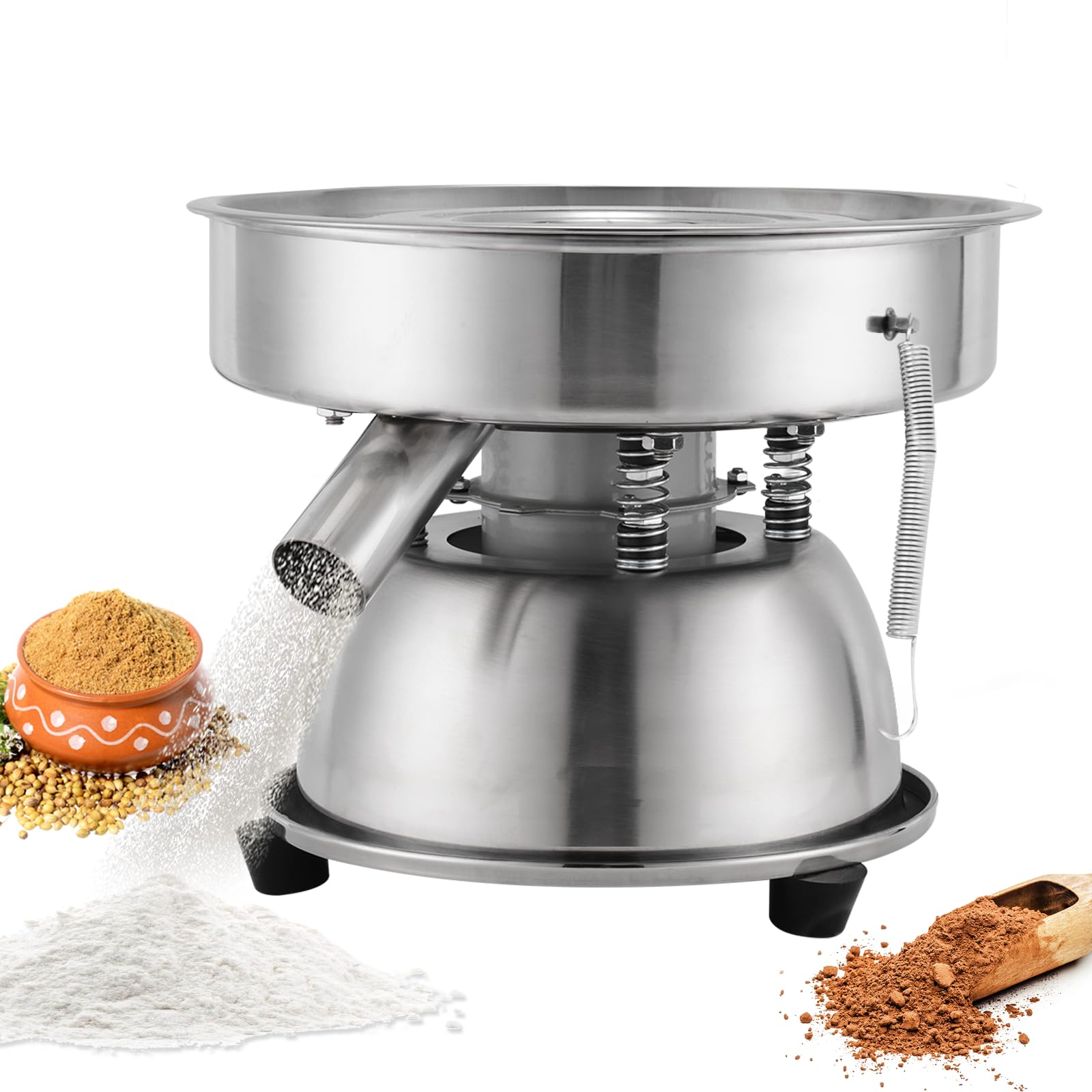 YUCHENGTECH Tamis Vibrant Électrique Tamis Automatique 1150rpm sans Tamis | 50W , Capacité 5L, Tamisage pour Poudres, Acier Inoxydable, Usage Alimentaire, Tamisage Efficace,Nécessite un Tamis Adapté