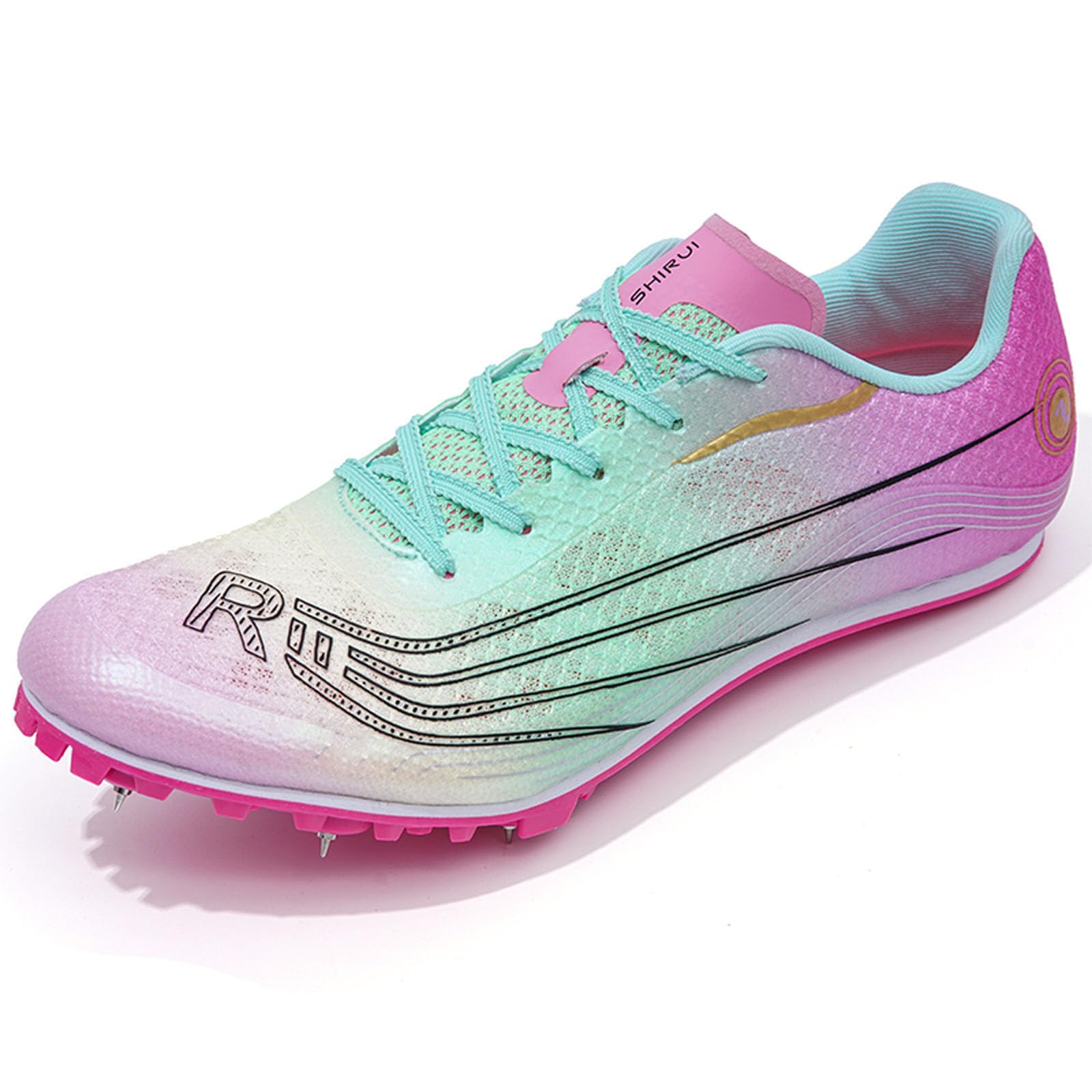 BLBK Spikes - Scarpe da Corsa da Uomo a Media Distanza, 7 Chiodi, Unisex, per Atletica Leggera, con Punte e Stampa