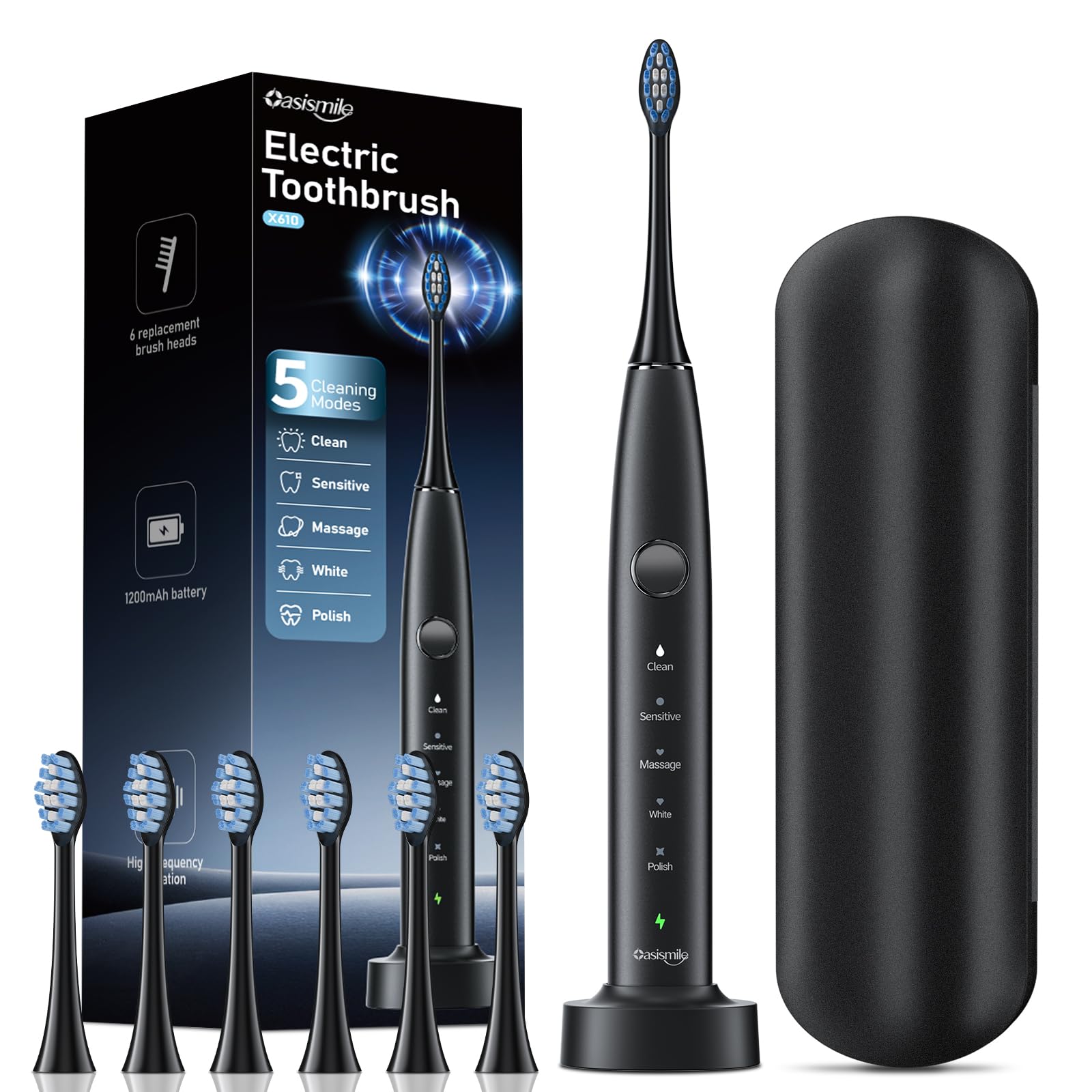 OasiSmile Sonic Electric Toothbrush X610 for Adults, 42000 VPM Deep Cleaning for Travel & Sensitive Teeth – Rechargeable Toothbrush with 6 Brush Heads-image-29