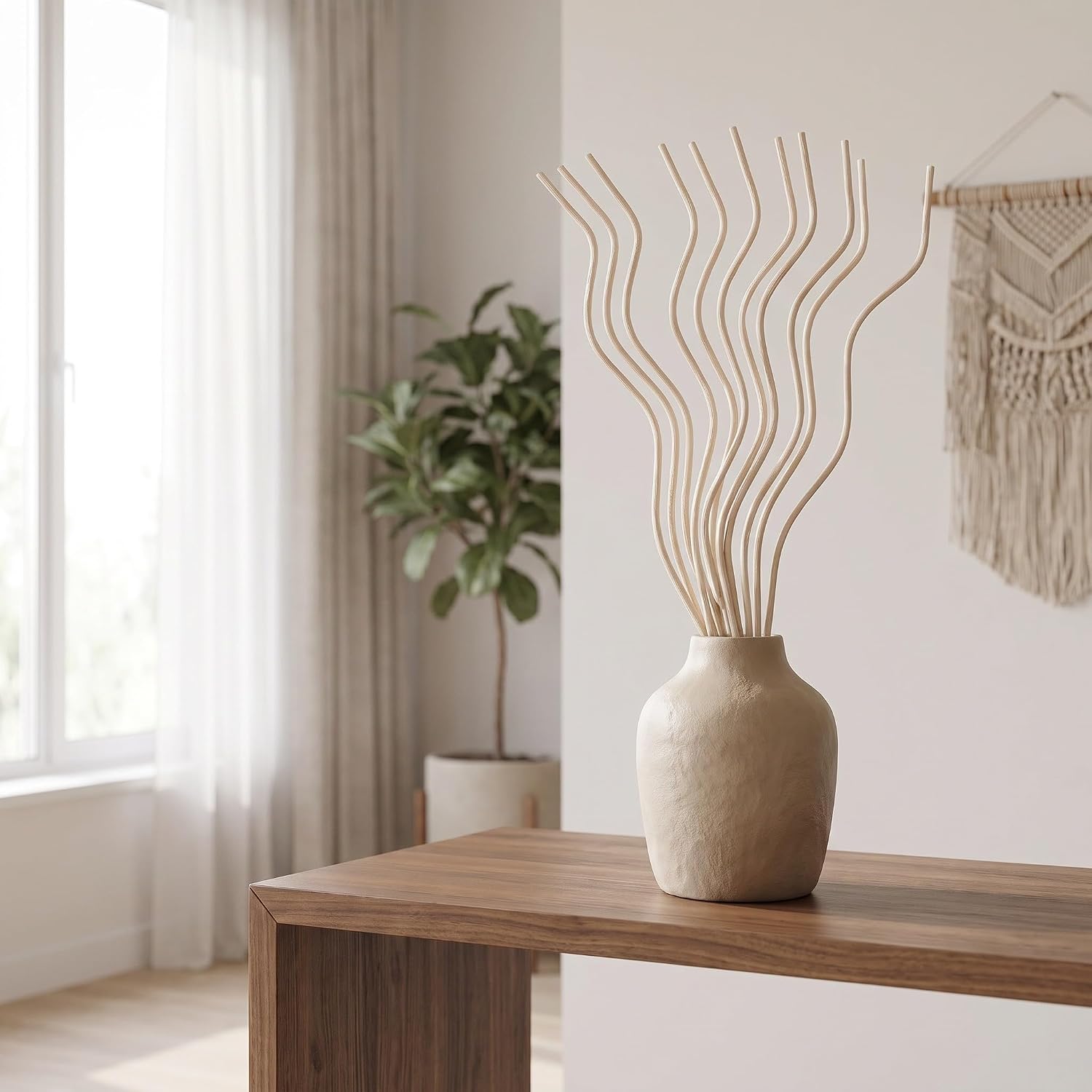 60pcs Natural Rattan Reed Diffuser Stick 11 Inch Wavy