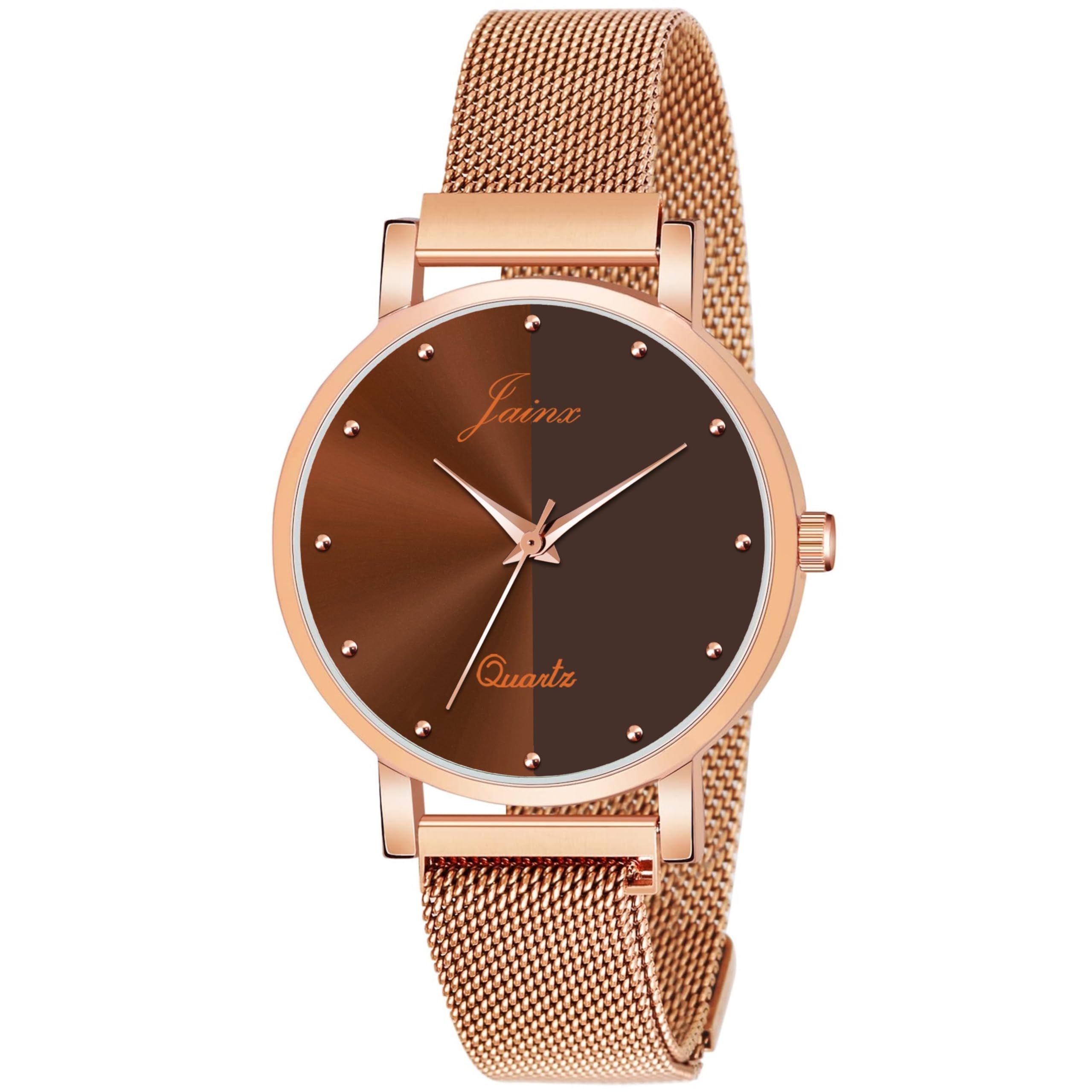 jainx Brown Dial Rose Gold Mesh Chain Analog Wrist Watch for Women - JW8568 (B0D1MSTLGW) Amazon Price History, Amazon Price Tracker
