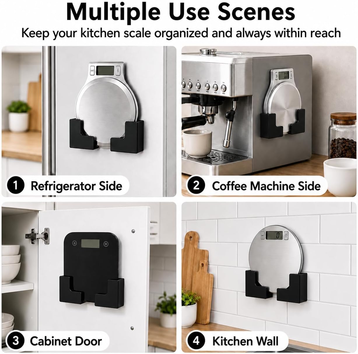 Magnetic Scale Holder with Magnet&Adhesive-Suitable for Kitchen Food Scales, Magnetic Small digital scale Storage Bracket Space-Saving Scale Organizer, Easy to Install image 2