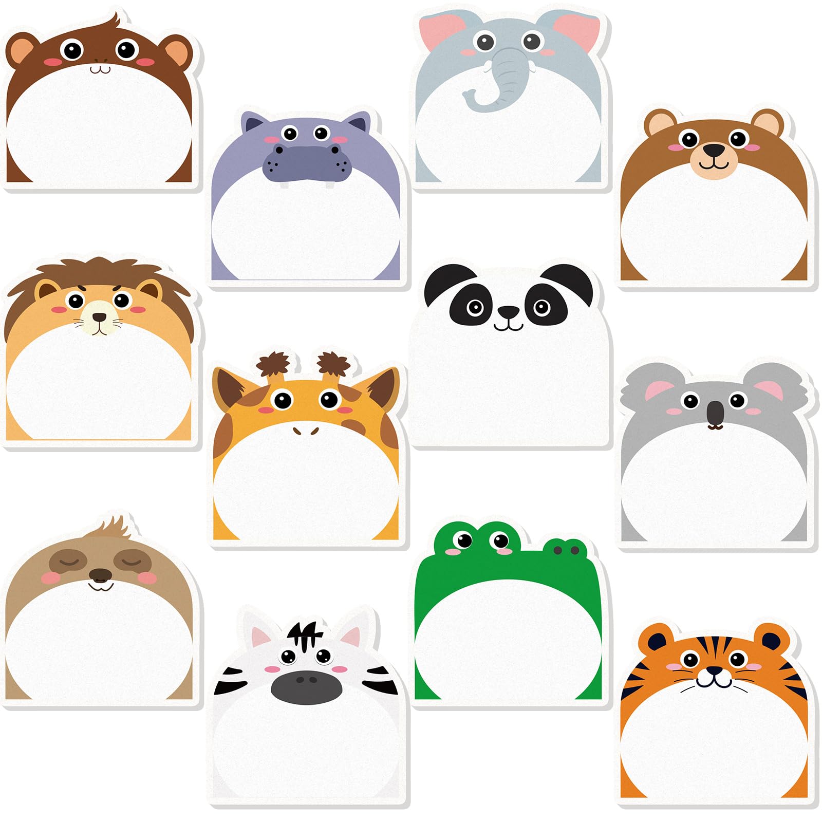 Yinder 24 Pads Safari Animal Sticky Notes Fun Kawaii Memo Self Stick