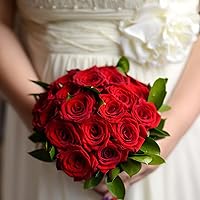 Vista 3 de Flores artificiales, 25 rosas falsas de espuma de aspecto real con tallos para bricolaje, ramos de boda, centros de mesa, arreglos, mesas de fiesta