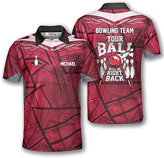 PRIMESTY Personalized Bowling Shirts for Men Custom Name and Team Name Bowling Polo Shirts Bowling Jerseys Size S-5XL