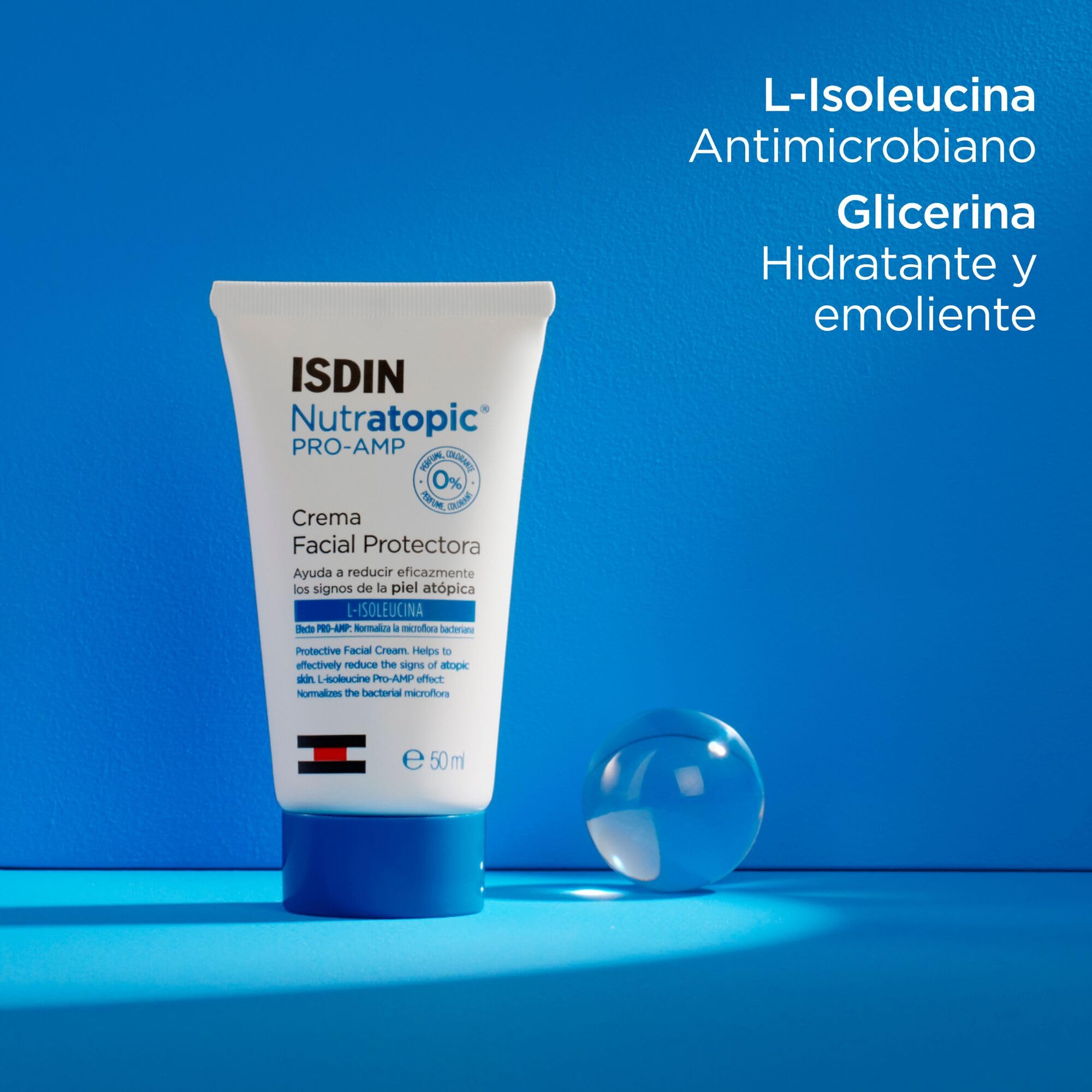 ISDIN Nutratopic Pro-AMP Crema Facial, Crema Facial Protectora, Ayuda a Mejorar los Signos de la Piel Atópica