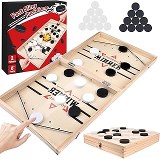 Vibbang Juego de Mesa de Hockey, Fast Sling Puck Juego, Juego de Rebote Rápido de Doble Combate, Juego de Mesa de Ajedrez Portátil - un Regalo Adecuad