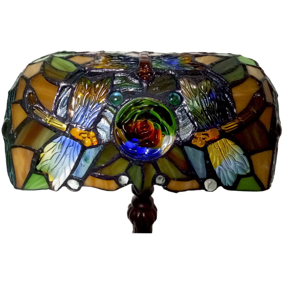 Tiffany Schreibtischlampe Retro Bankerlampe Klavierleuchte Klavierlampe Tischlampe Bunte Glas Schlafzimmer Nachttischlampe (Dragonfly)
