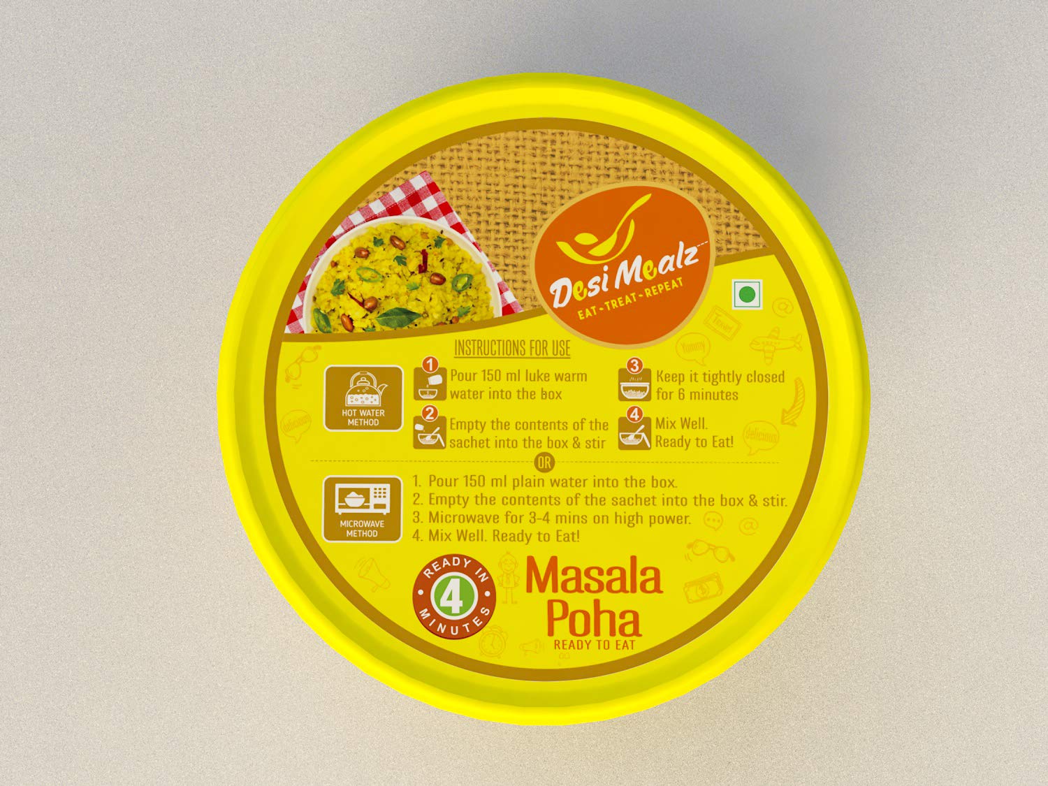 Desi Mealz Ready to Eat Cup Poha Instant Healthy Breakfast - Indian,Tasty and Healthy Ready to Eat Food Products, Best Travel Food Each 100 gm (Masala Instant Poha, Pack of 6) 2