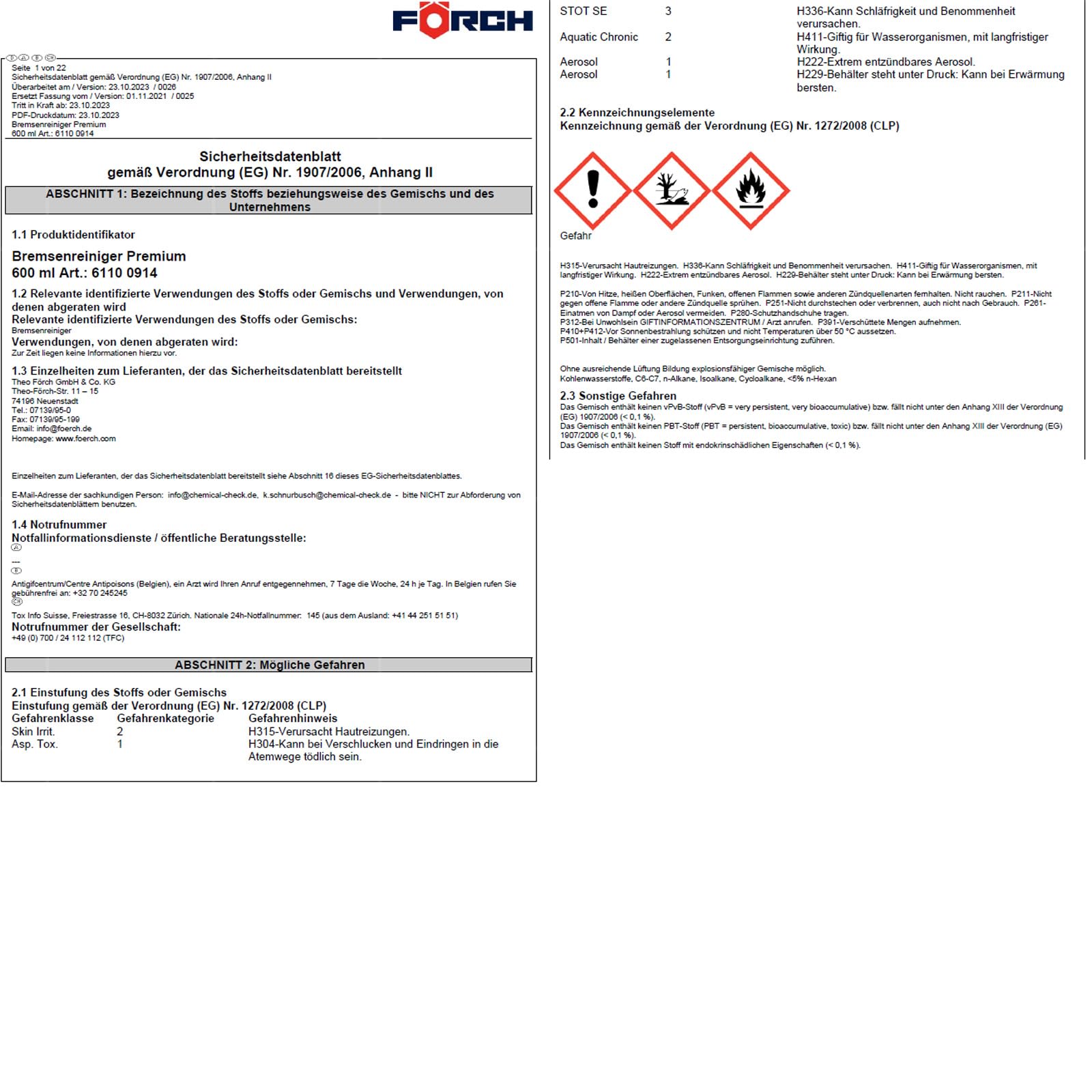 FORCH R510 BREMSENREINIGER Detergente Premium Sgrassante Spray 600ML (12)