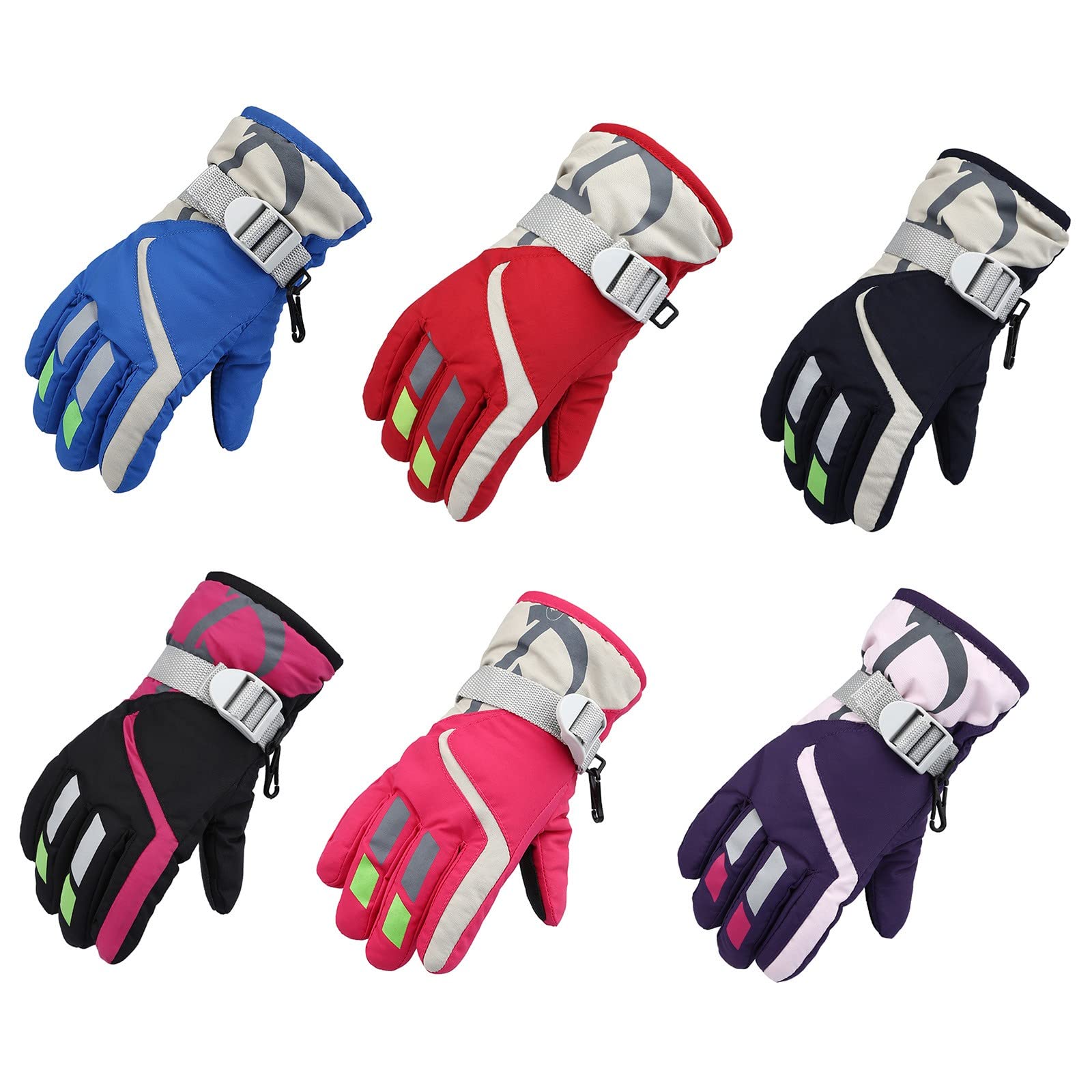Counius Guanti Da Neve Bambino, Guanto Da Sci Per Bambini,Winter Gloves For Kids,Guanti Da Neve Antivento Invernali Spessi E Caldi Per 5~10 Anni Sci ,Ciclismo,Snowboard,Attività Outdoor