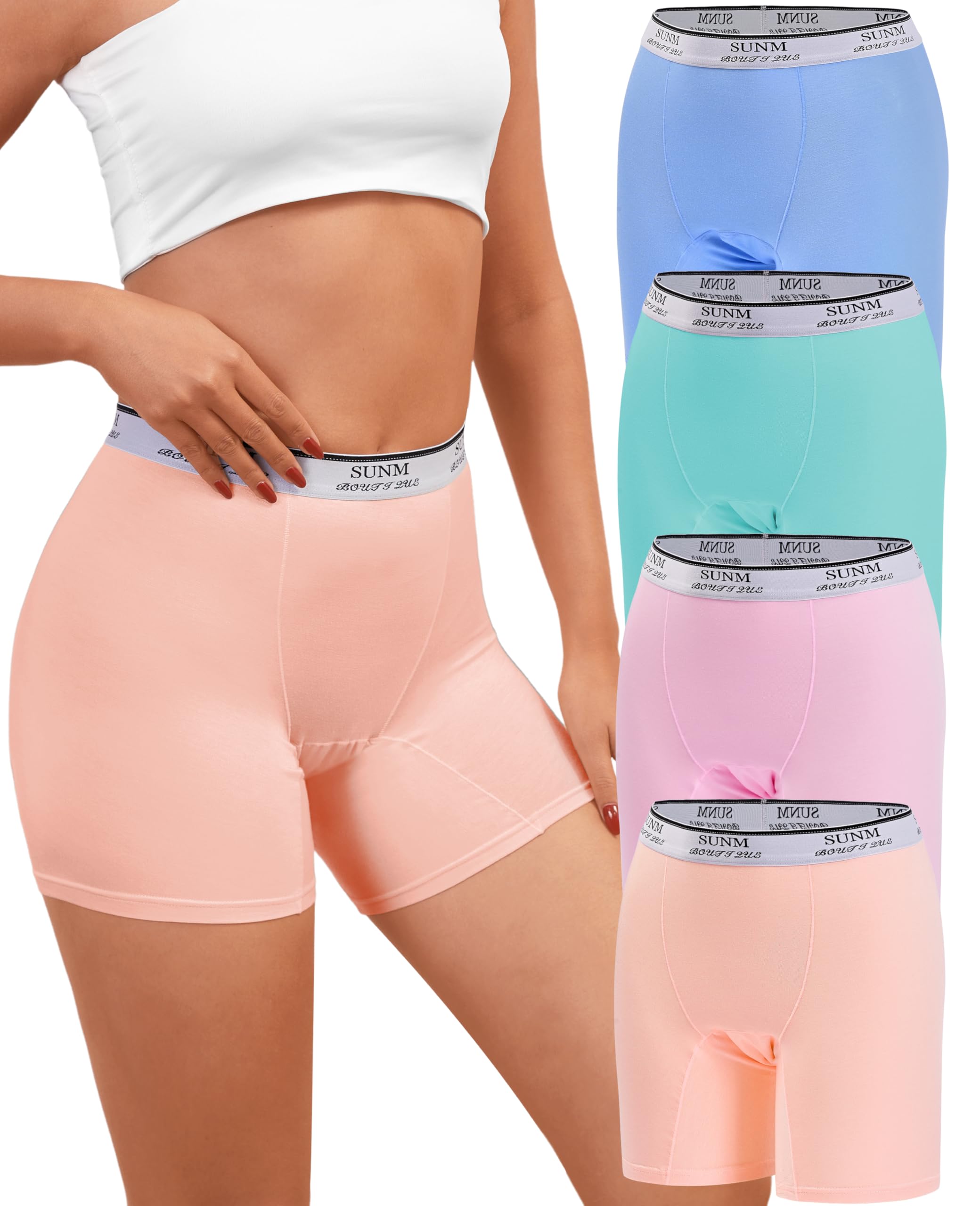 Sunm Boutique High Waisted Womens Boxer Briefs Modal Boy Shorts Underwear for Women