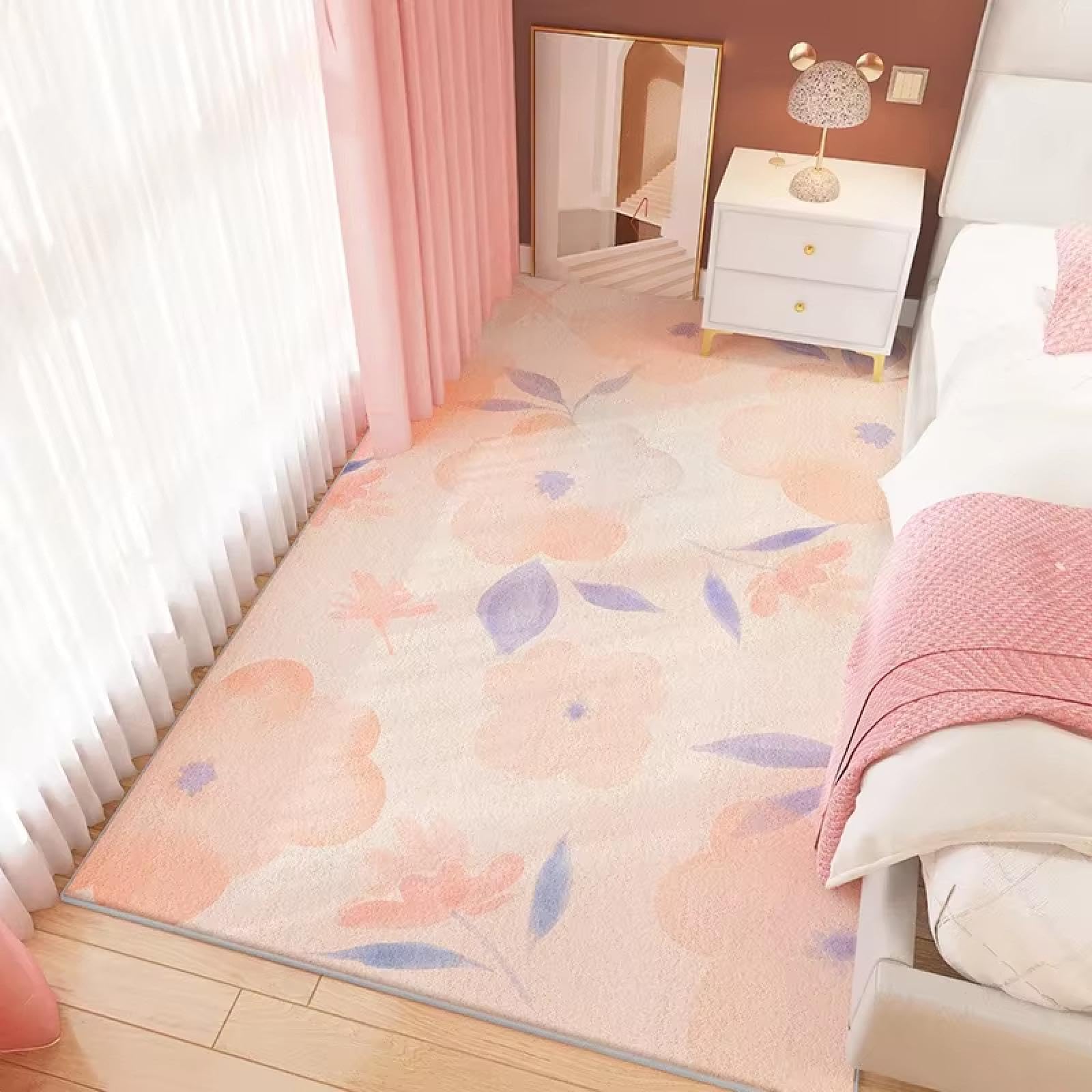 Tapis de chambre à coucher rose grande taille fini les sols froids au réveil
