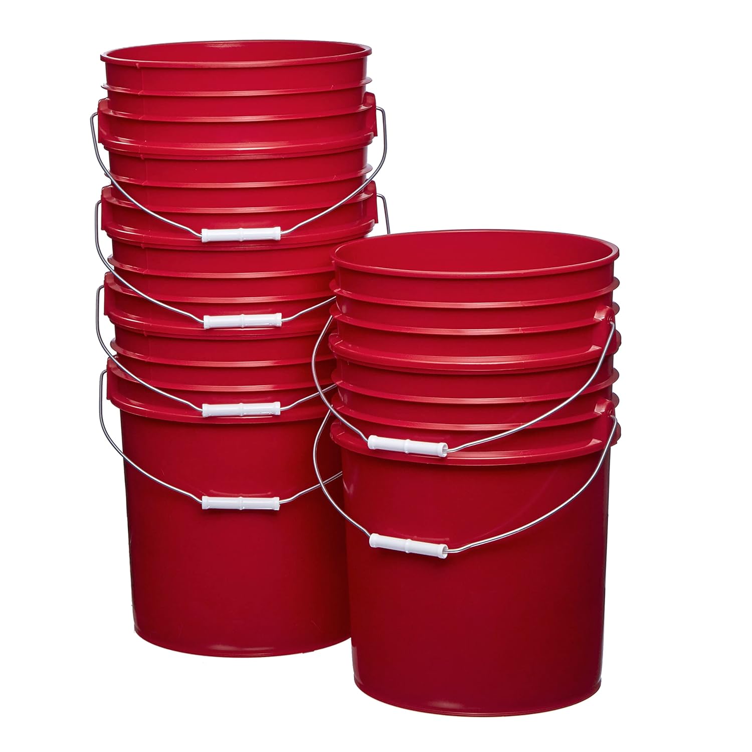 Hudson Exchange Premium 5 Gallon Bucket, HDPE, Red, 6 Pack