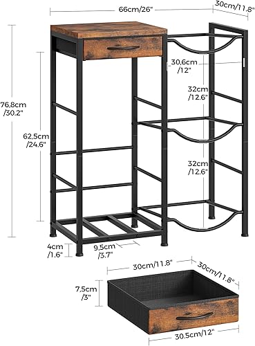 Miniatura 4 de Soporte para jarra de agua de 5 galones, organizador de botellas de agua, soporte de botellas de 3 niveles con cajón, piezas de repuesto para