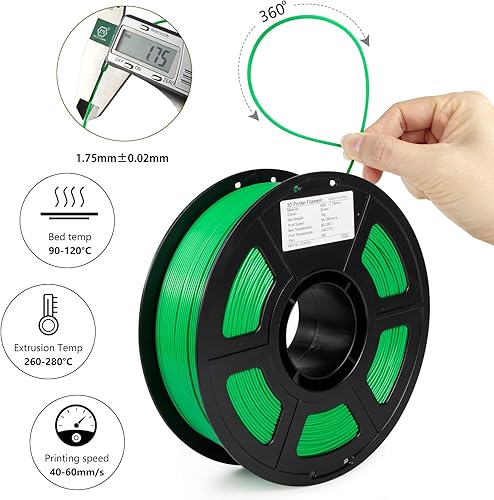 Miniatura 10 de Filamento PETG de fibra de carbono de 0.069 in, filamento de impresora 3D PETG CF ligerode alta resistencia, filamento de fibra de carbono verde