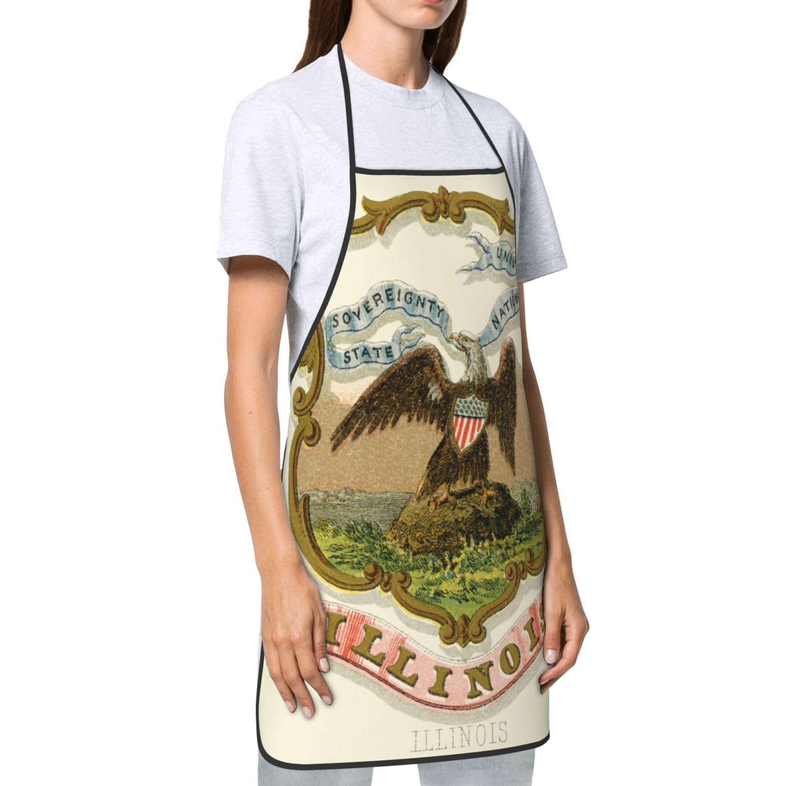 Tablier de cuisine unisexe avec emblème national de l'Illinois, doux et confortable pour homme et femme